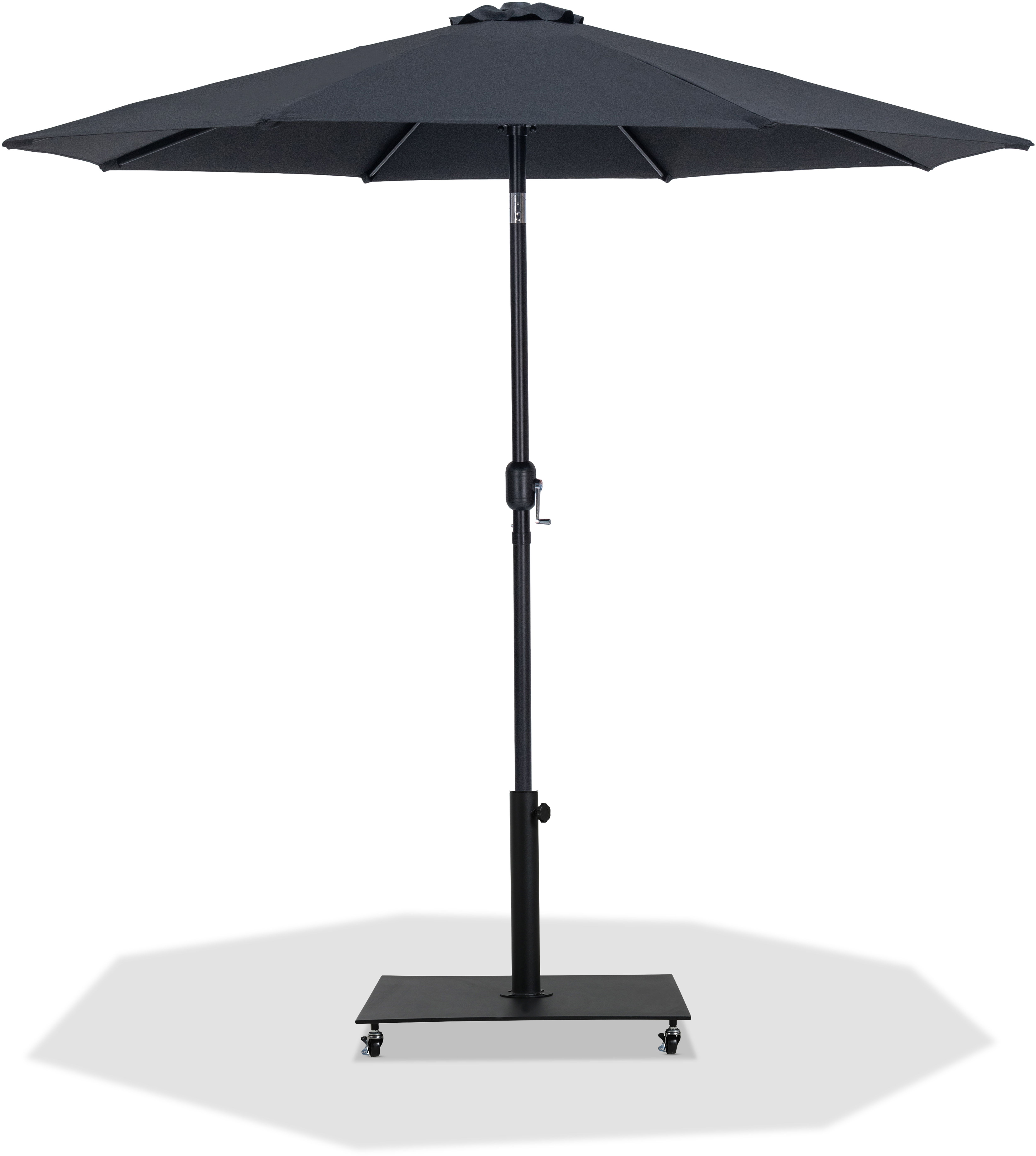 Fiji - Aluminum Patio Umbrella With Square Black Base - Black
