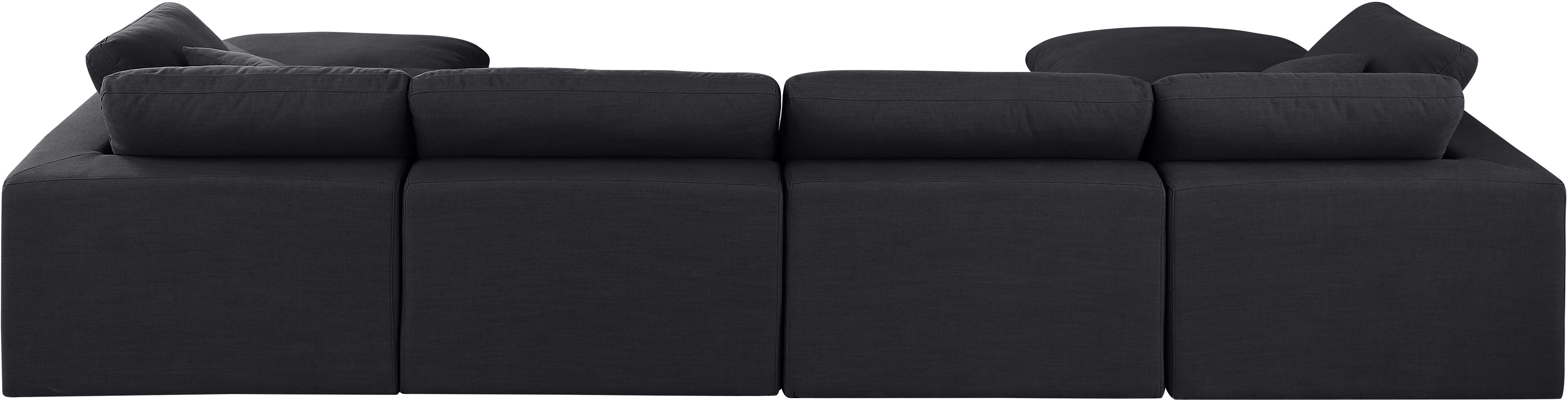 Comfy - 6 Piece Linen Modular Double Chaise Sectional - Charcoal