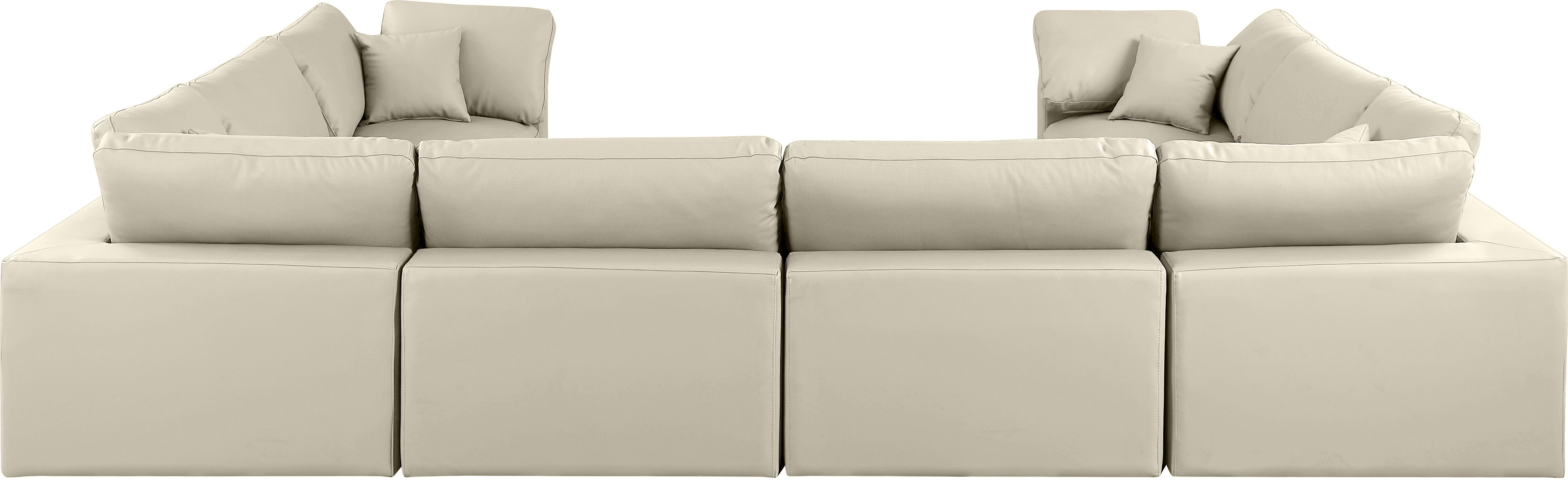 Comfy - 8 Piece Faux Leather Modular Sectional - Cream