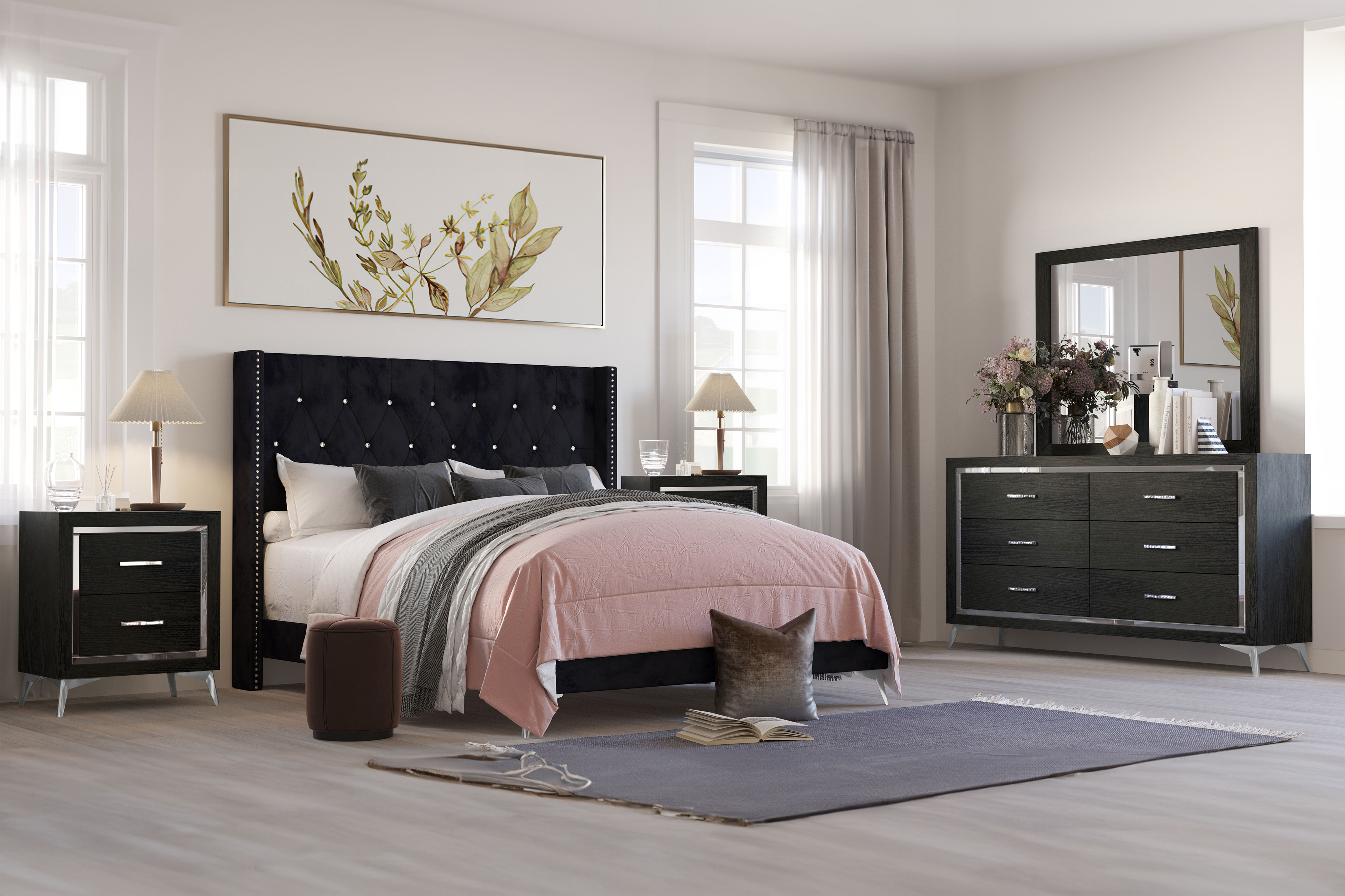 King · 5 Pc · Bed, Dresser, Mirror, 2 Nightstands
