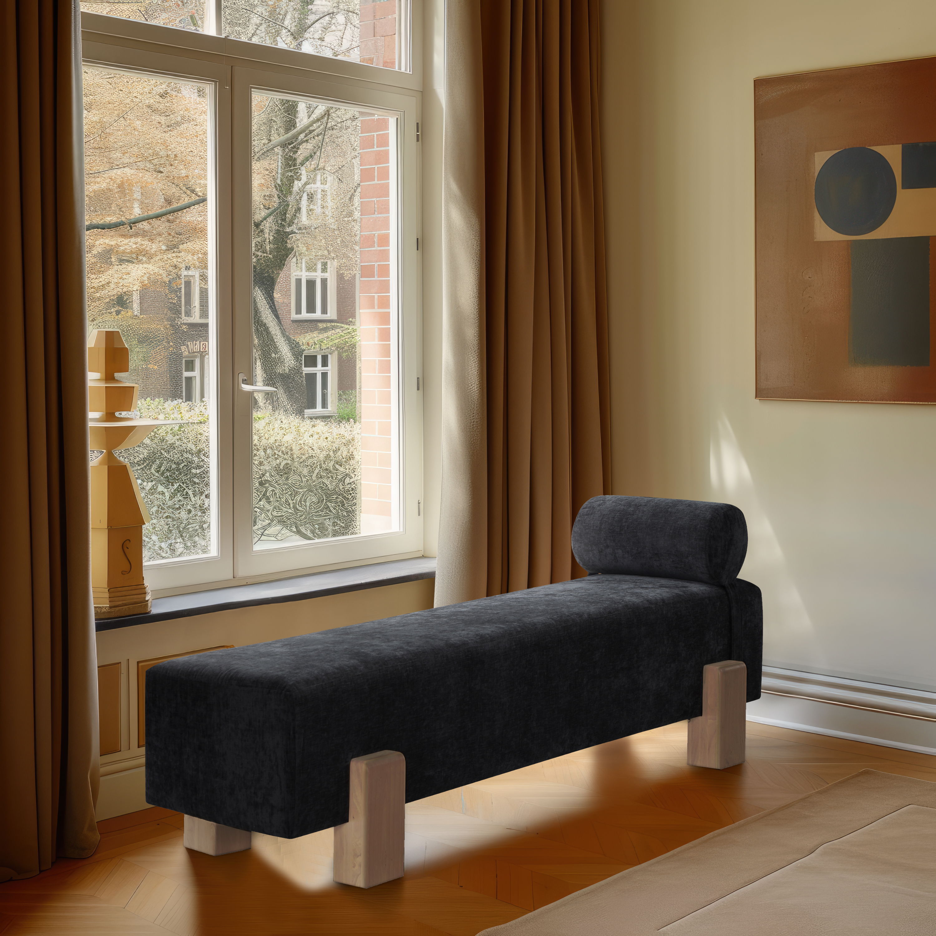 Edison - Fabric Bench - Black