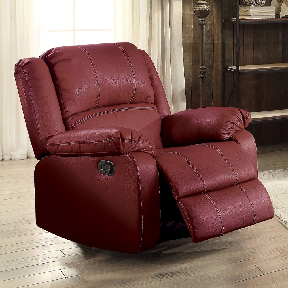 Zuriel - Motion Rocker Recliner - Red Synthetic Leather, red, view 6