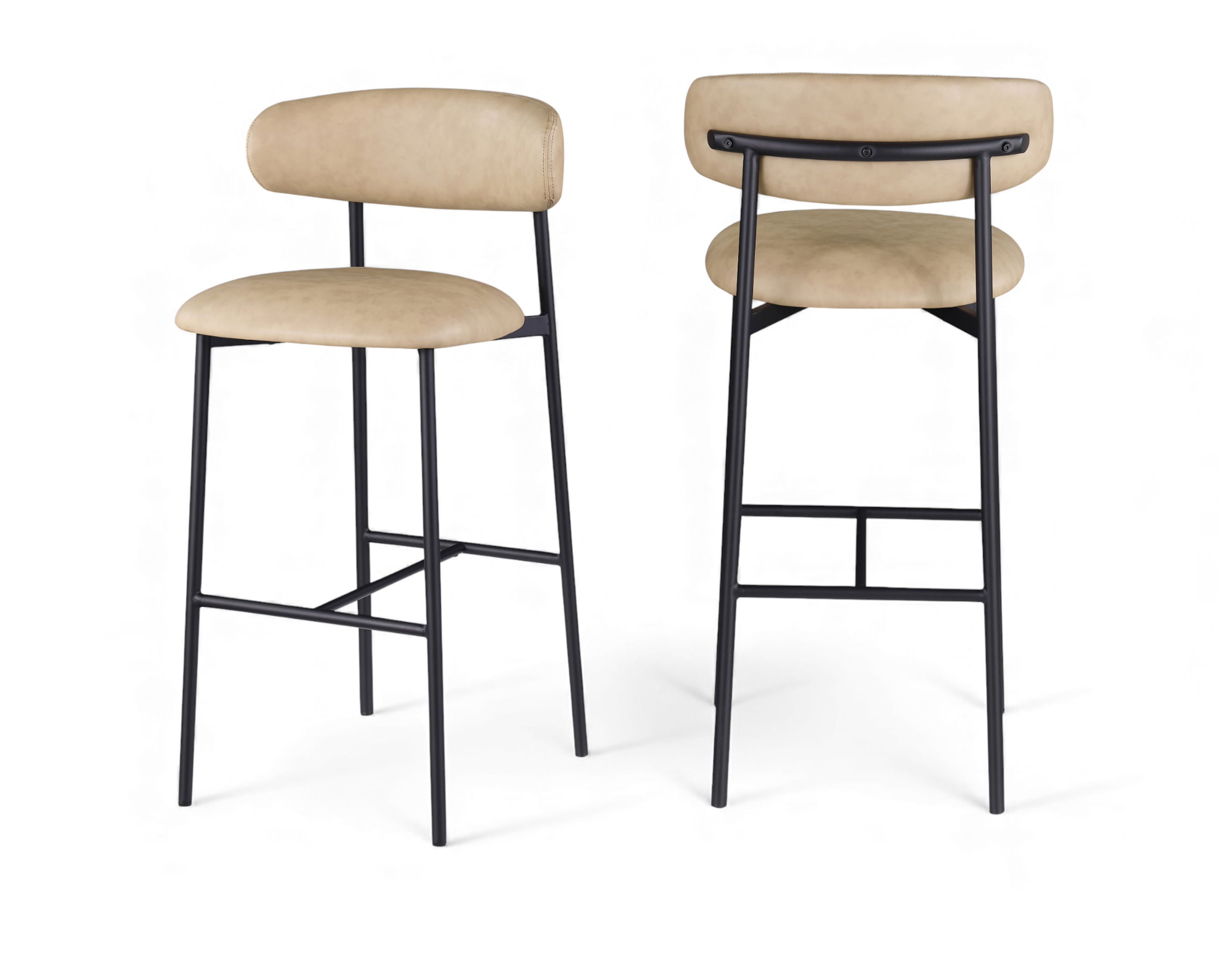Lupita - Vegan Leather Upholstered Bar Stool (Set of 2) - Tan