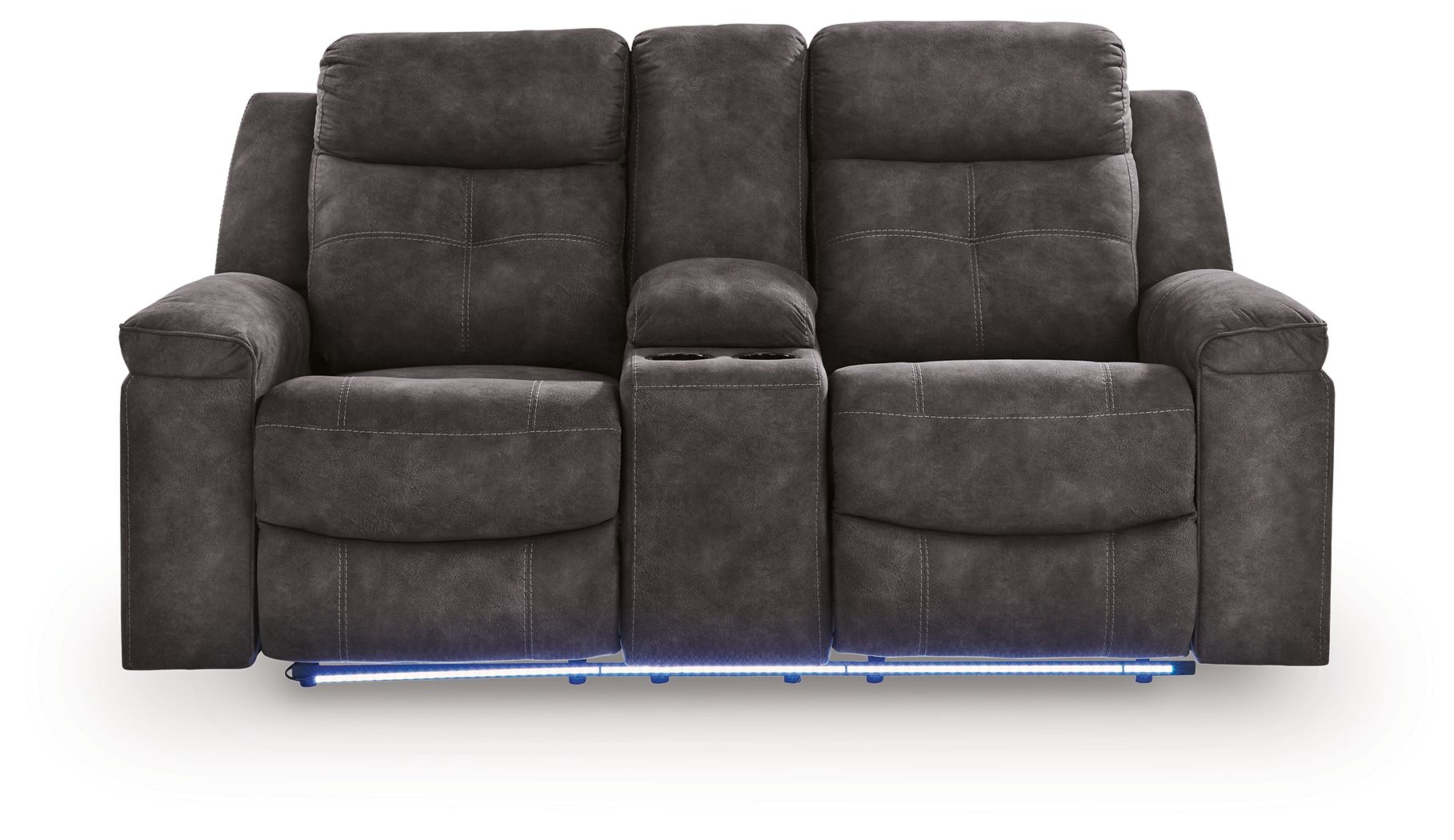 Ashley Furniture Brysonview - Double Reclining Loveseat With Console - Charcoal - Image 2