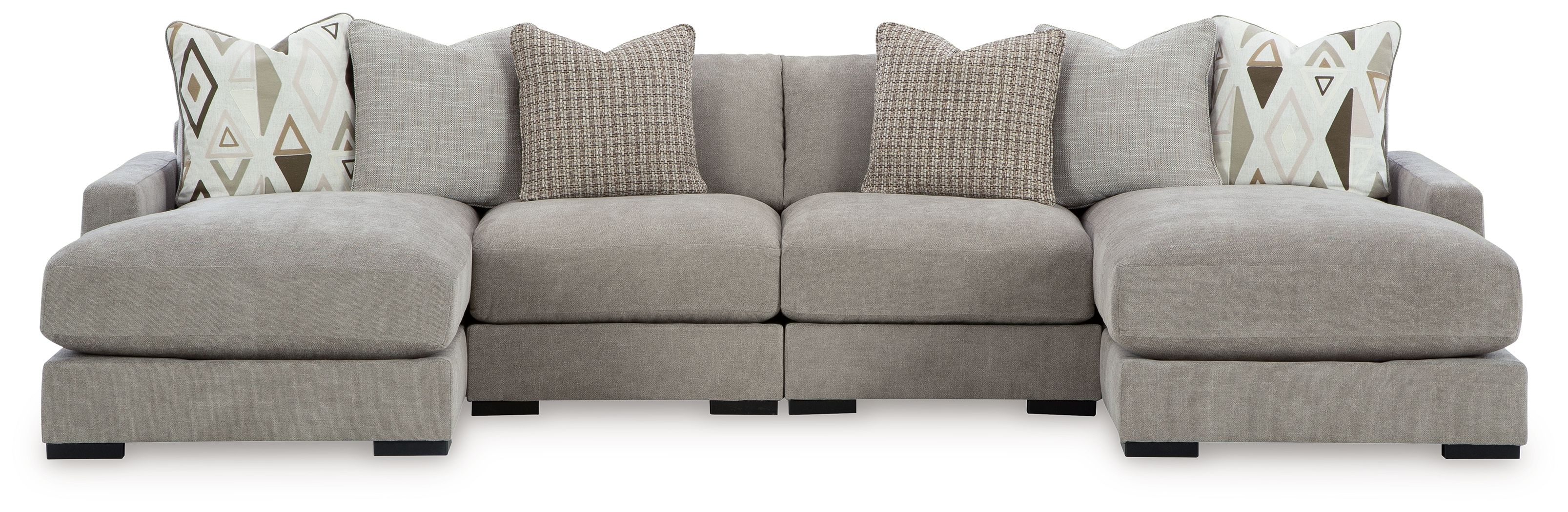 Ashley Furniture Aslan Court - 5 Pc. - 4-Piece Sofa Pit Sectional, Ottoman - Pebble - Image 2