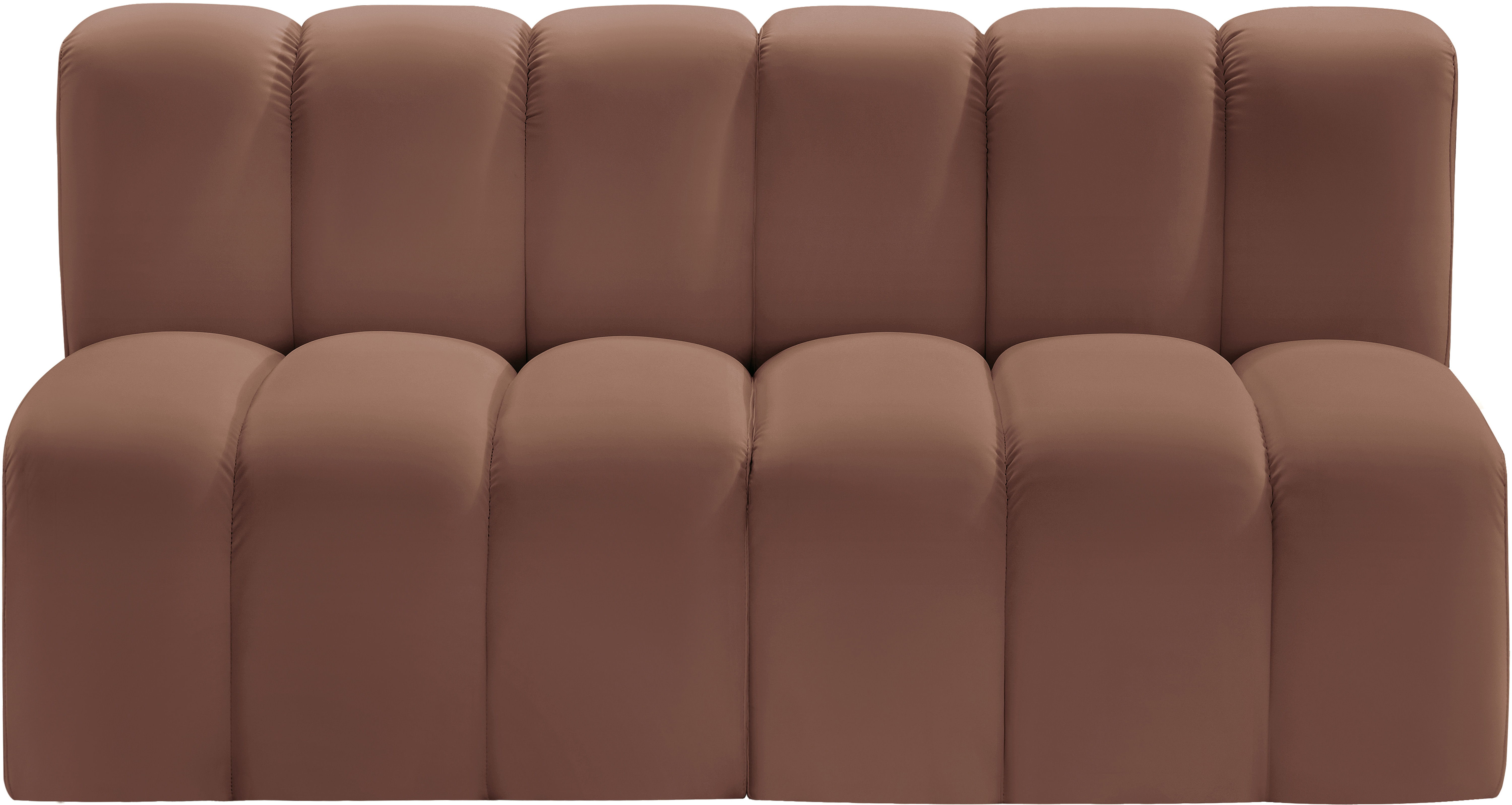 Arc - Faux Leather 2 Pieces Modular Sofa - Cognac