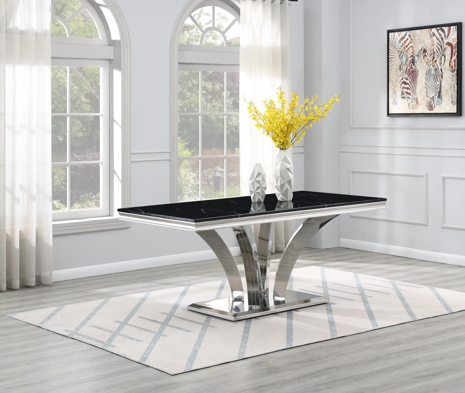 G-08-PARTS - 71" x 35" Stainless Steel Rectangular Dining Table Base Only - Pearl Silver