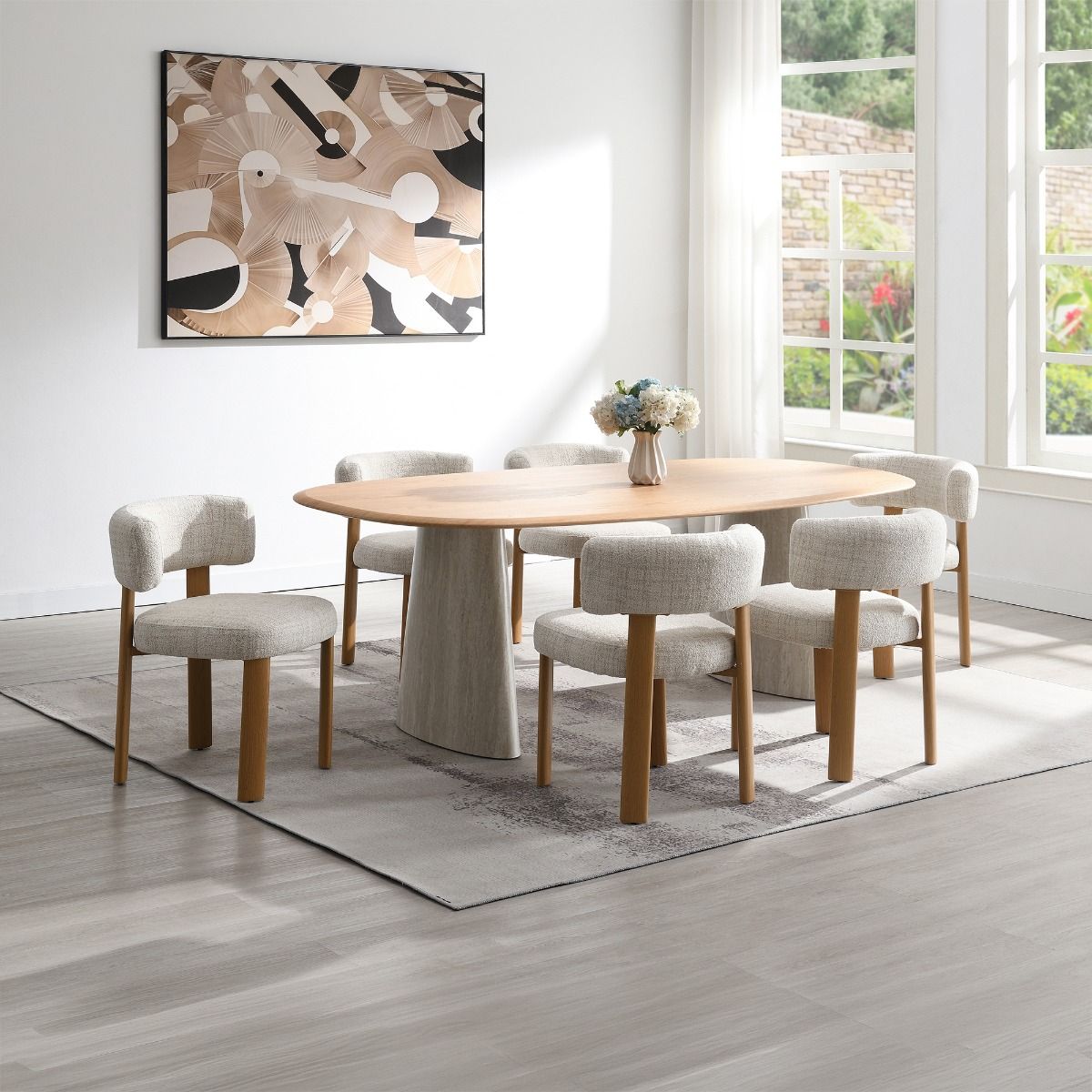 Ogin - Dining Table - Gray, beige
