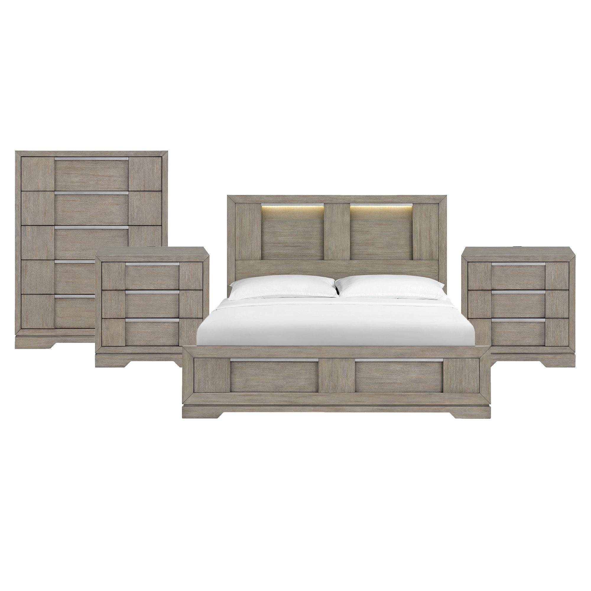King · 4 Pc · Bedroom Set With 2 Nightstands & Chest