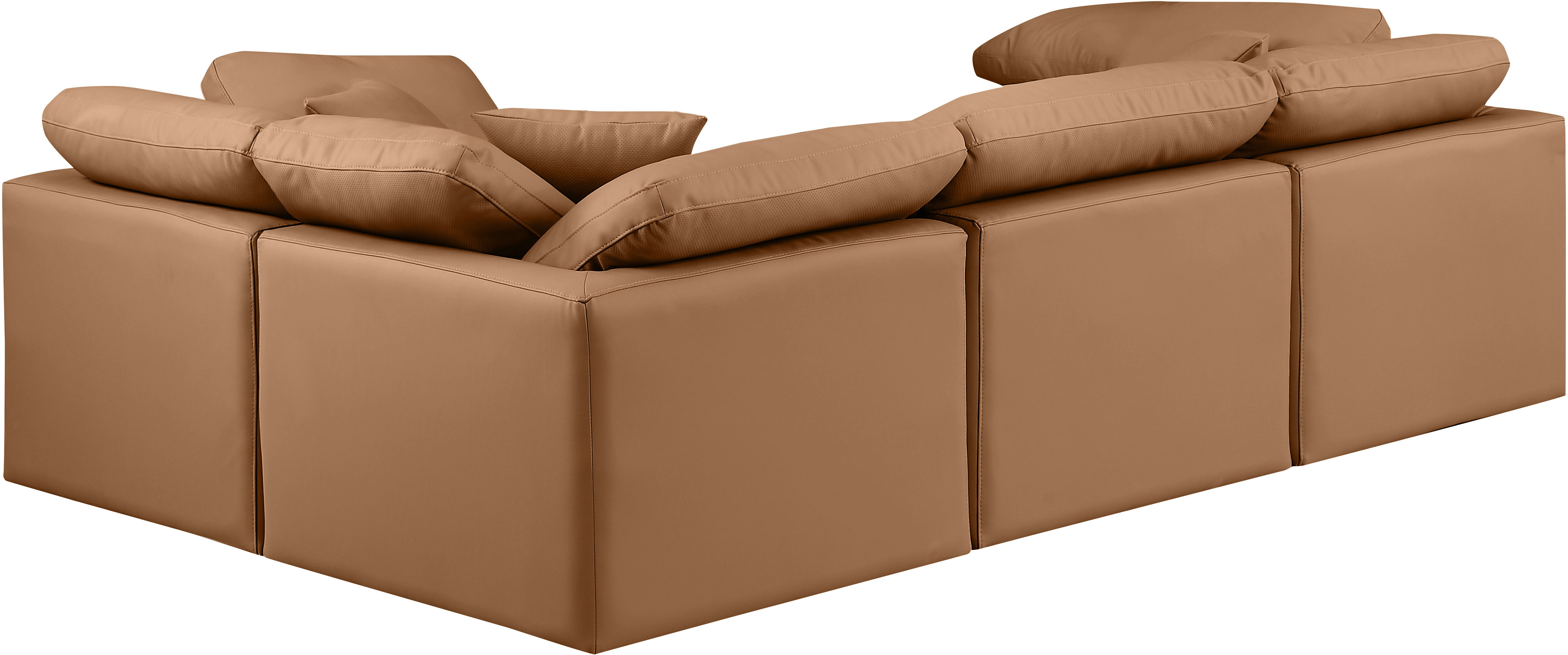 Indulge - Faux Leather 4 Piece Modular Corner Sectional - Cognac
