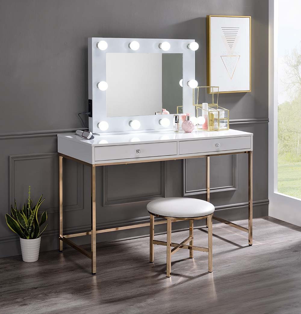 Avery - Accent Mirror - White, white, view 3