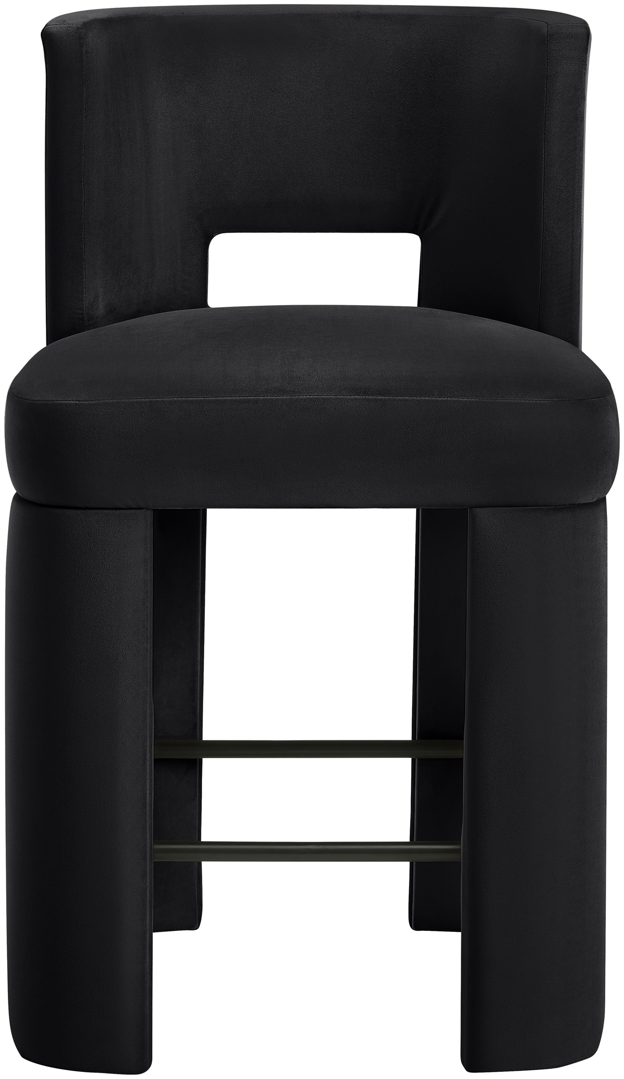 Zuno - Velvet Performance Fabric Upholstered Counter Stool (Set of 2) - Black