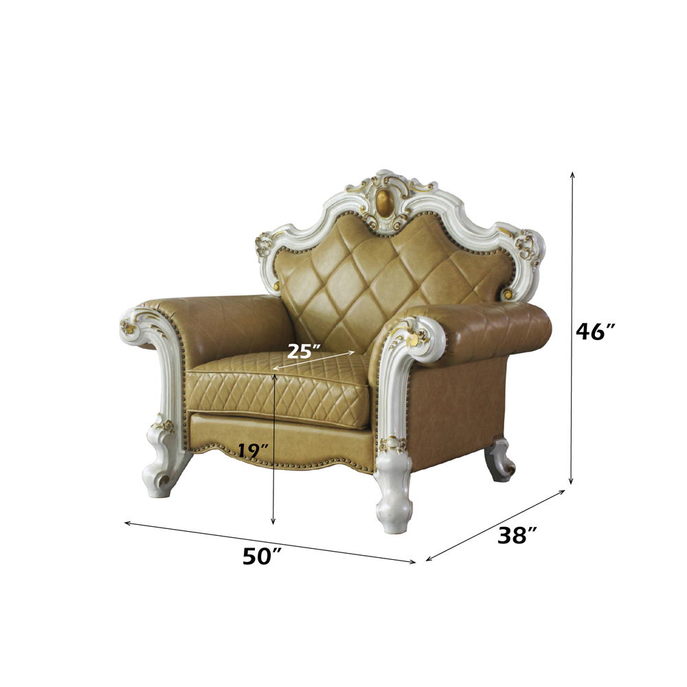 Picardy - Chair With Pillow - Butterscotch Synthetic Leather & Antique Pearl, beige, view 4