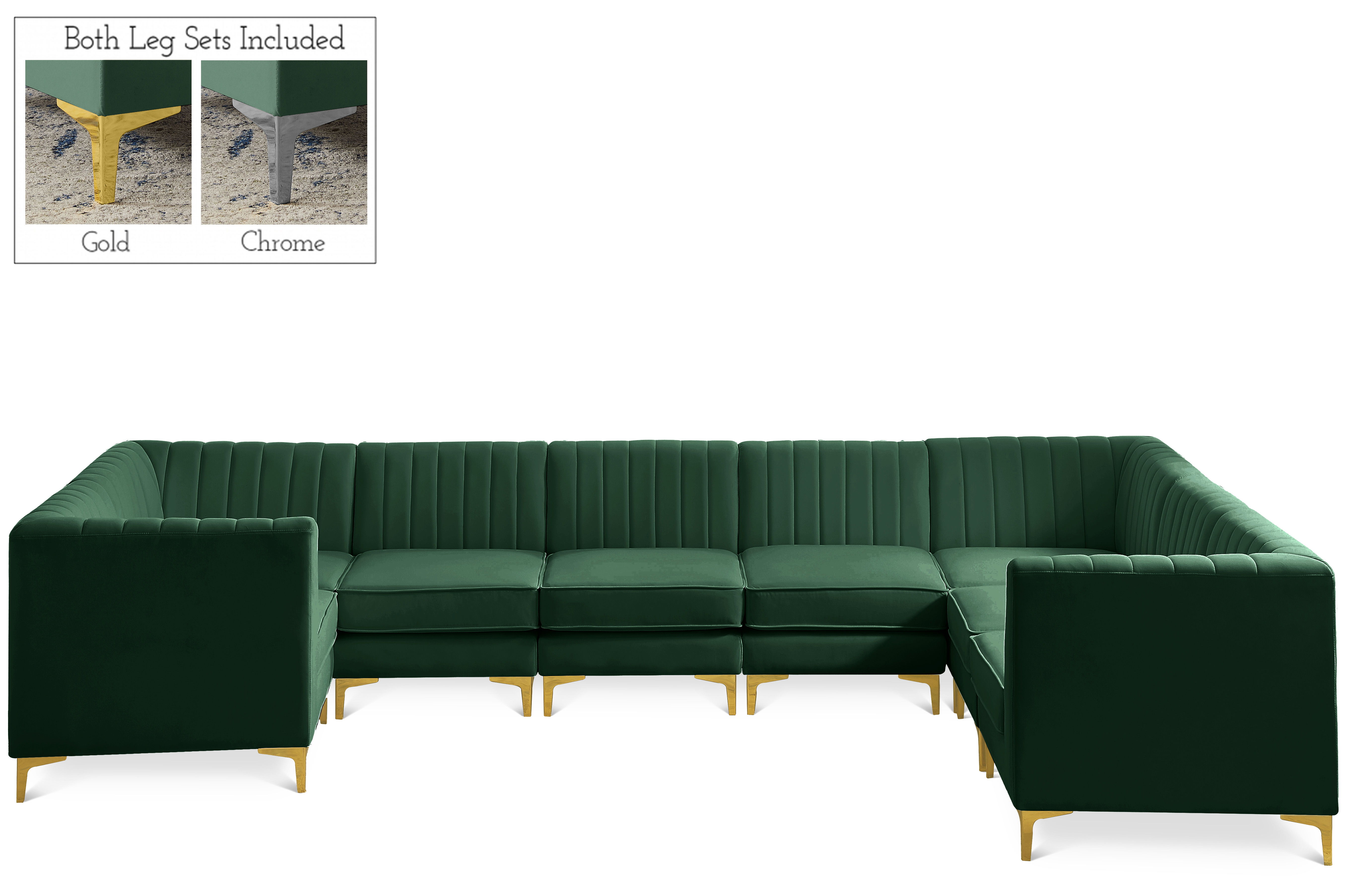 Alina - 8 Piece Modular U-Shaped Sectional - Green