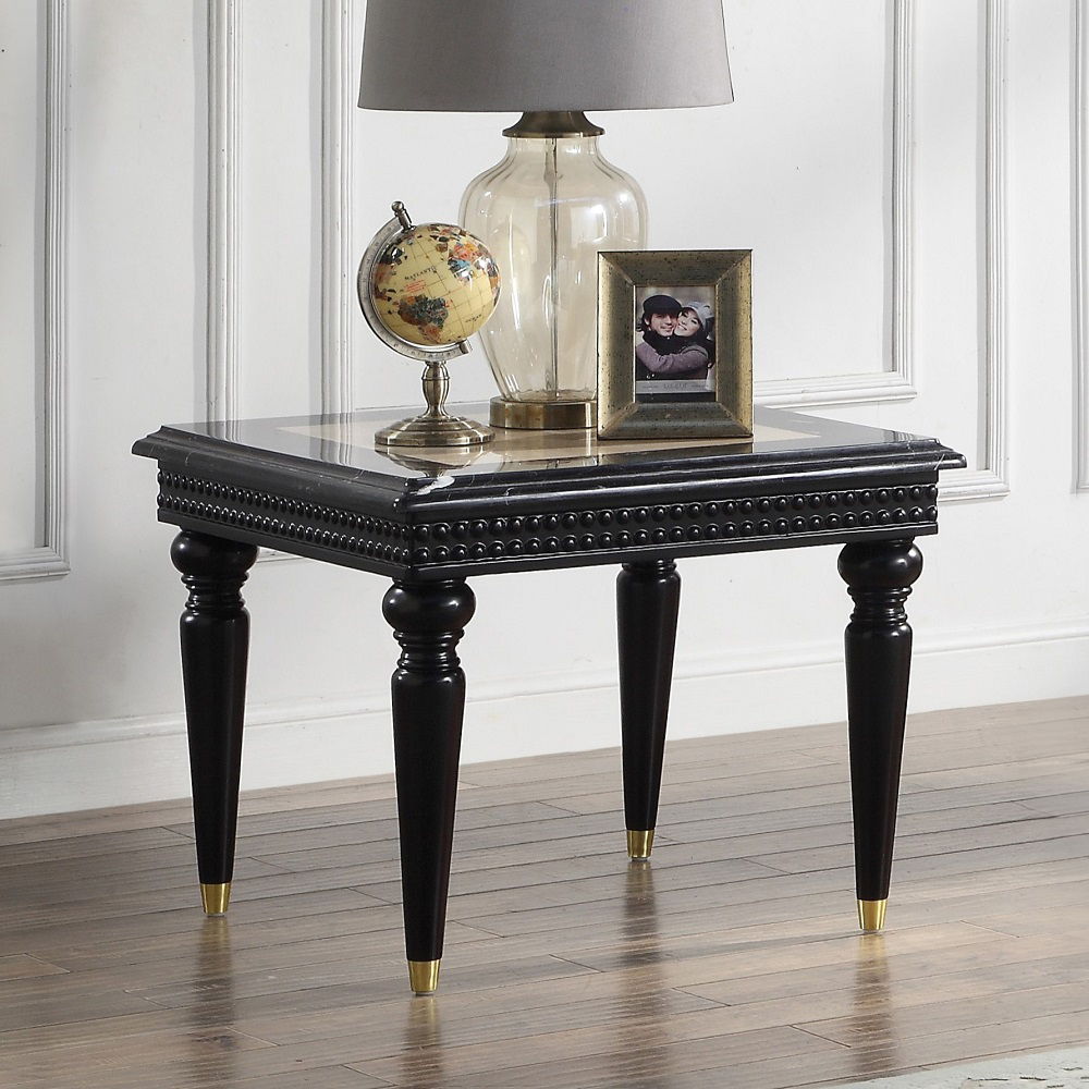 Tayden - End Table With Marble Top - Marble Top & Black, black, view 7