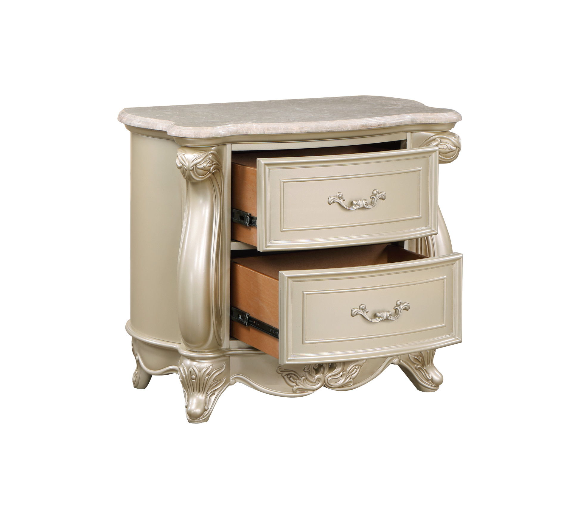 Monique - Nightstand With Marble Top - Champagne, beige, view 4