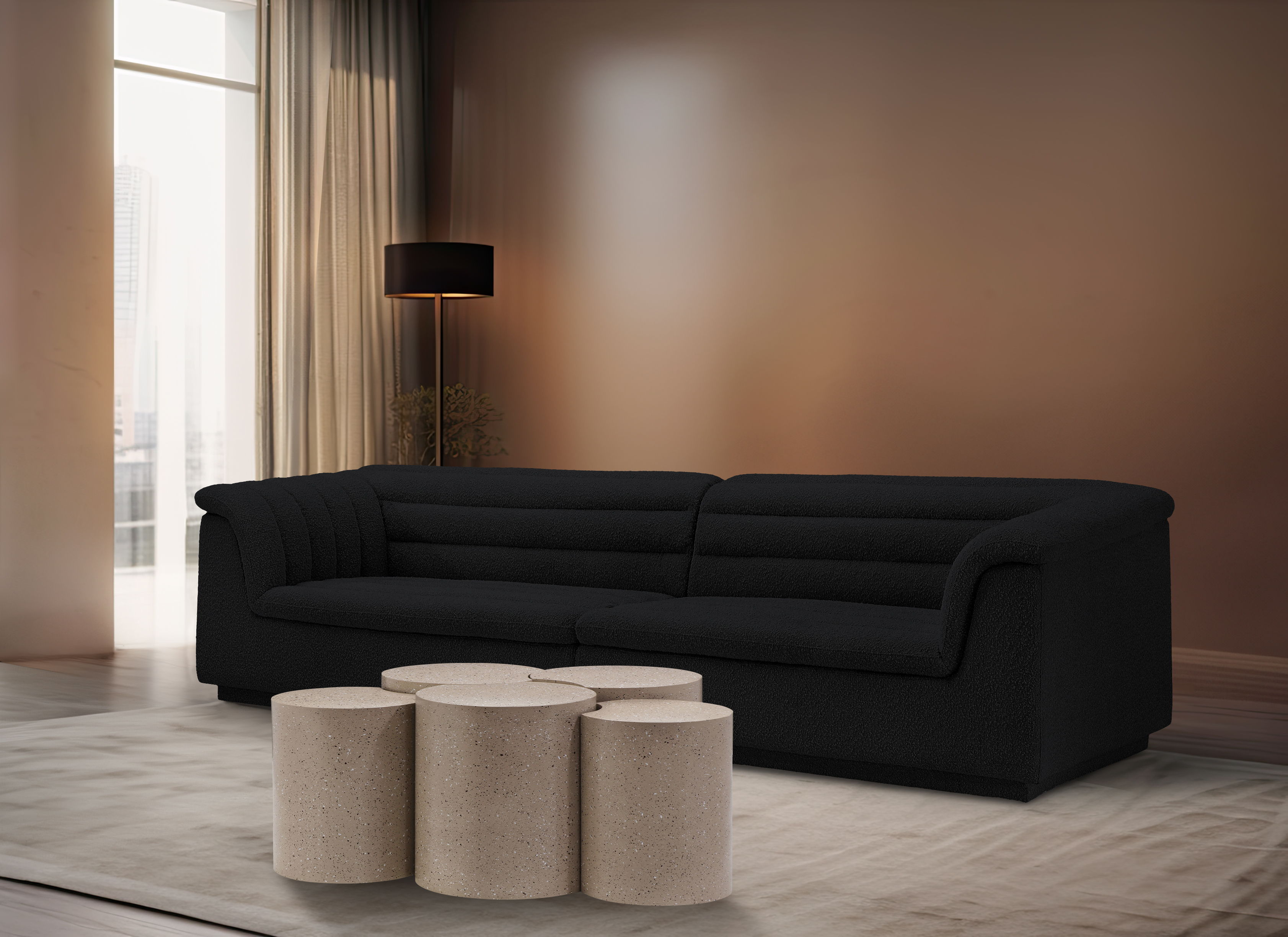 Dimple - 5 Piece Modular Coffee Table - Taupe Terazzo