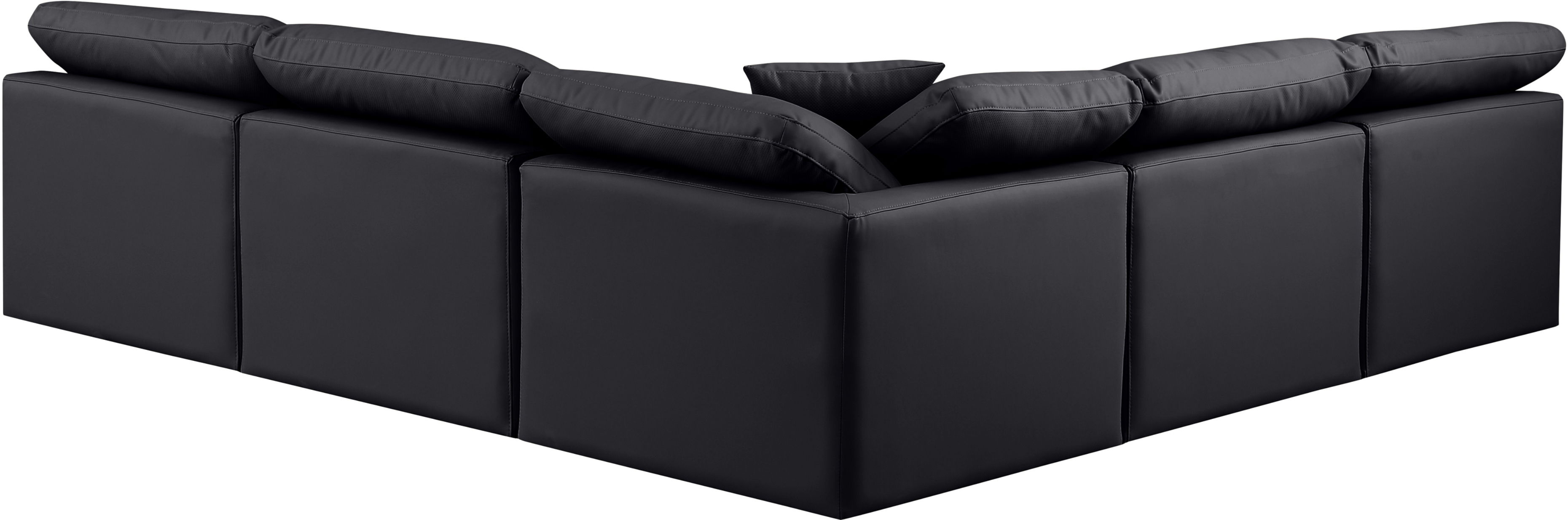 Indulge - Faux Leather 5 Piece Modular Corner Armless Sectional - Black
