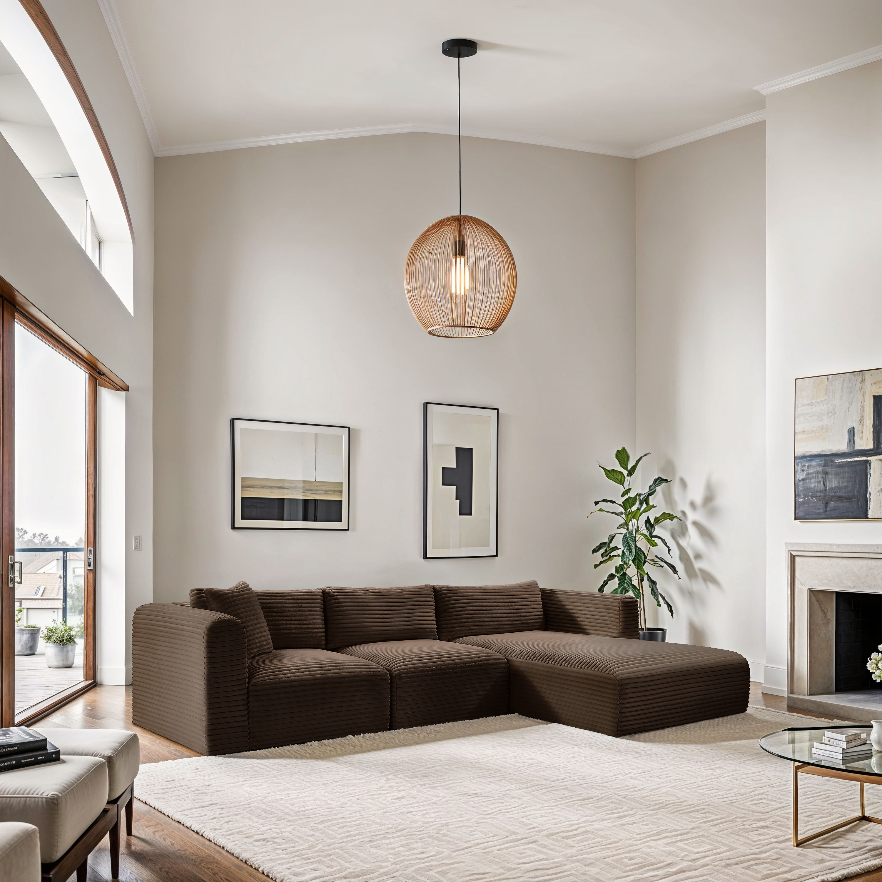 Shaggy - 3 Piece Modular Sectional - Brown
