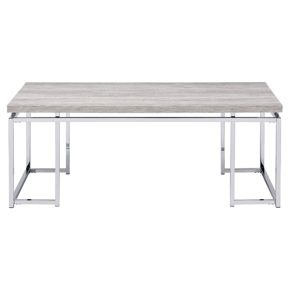 Chafik - Coffee Table - Natural Oak & Chrome, light brown, view 7