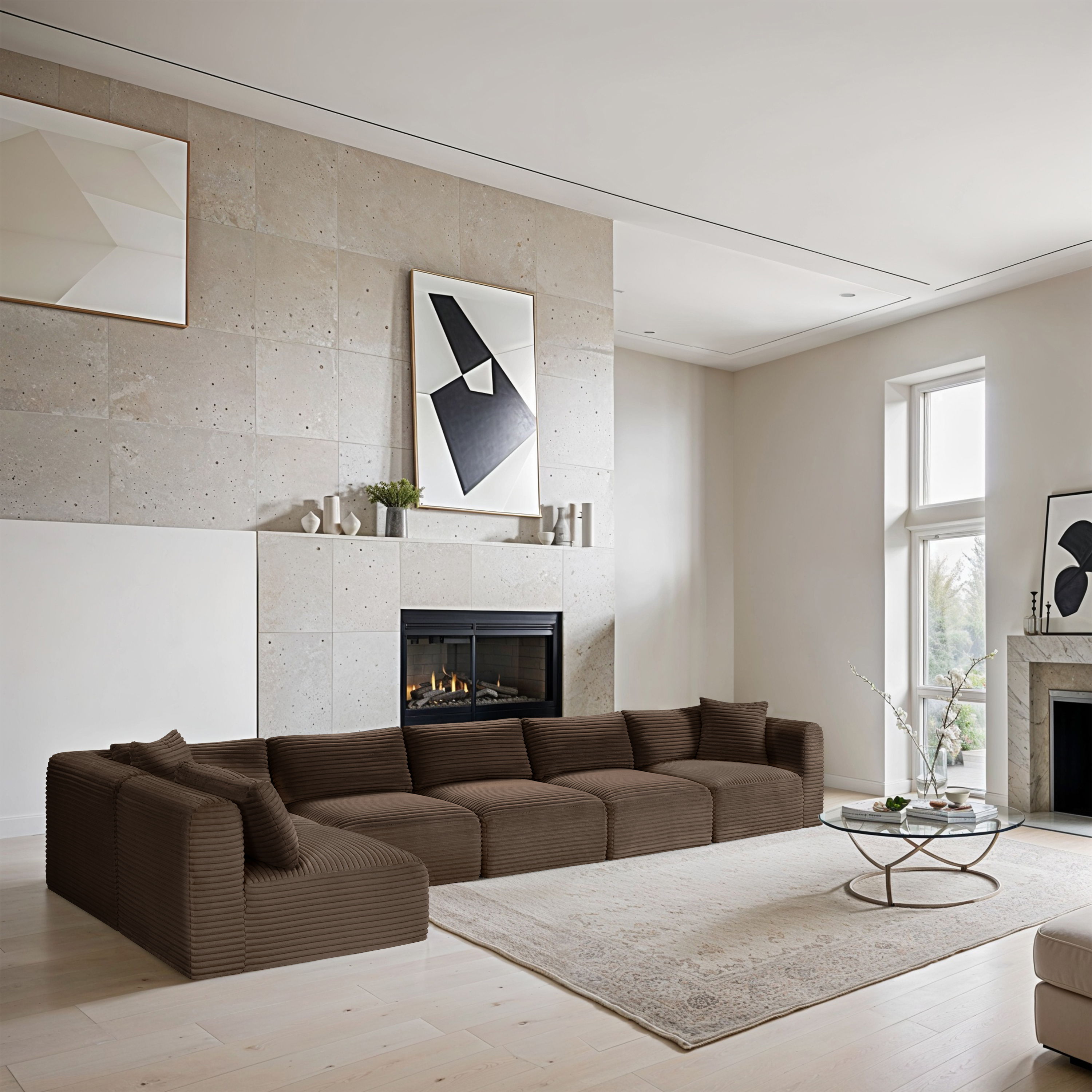 Shaggy - 6 Piece Modular Sectional - Brown