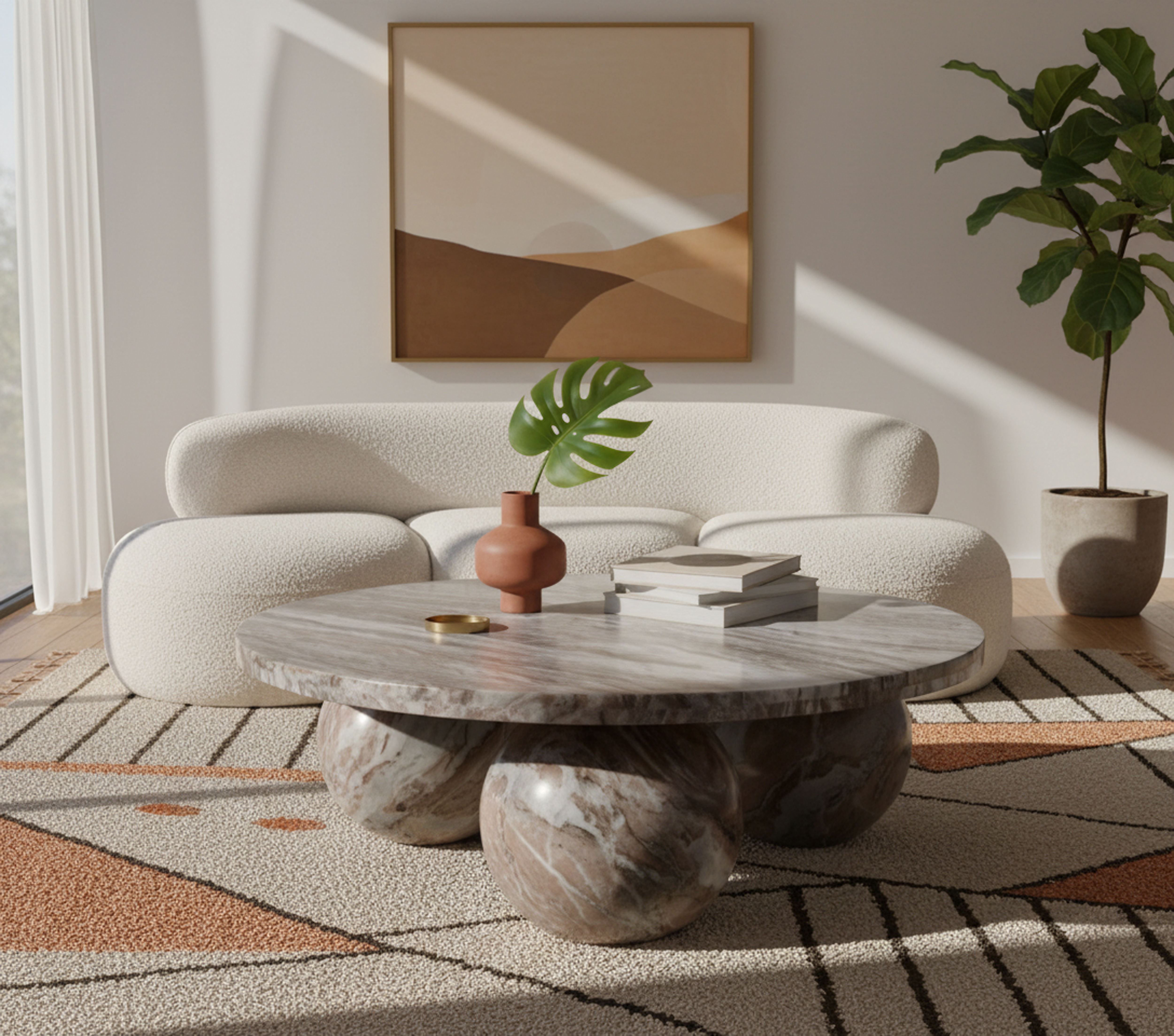 Spherical - Marble Coffee Table - Brown