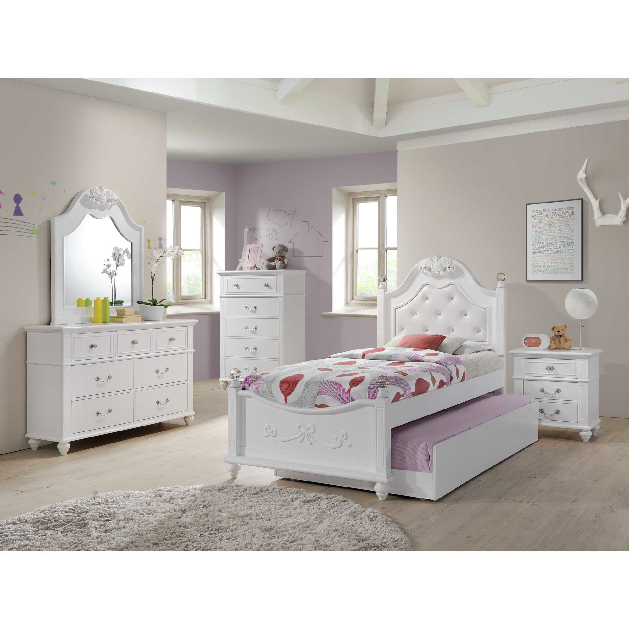 Alana - Twin Platform 3 Piece Bedroom Set With Storage Trundle - White