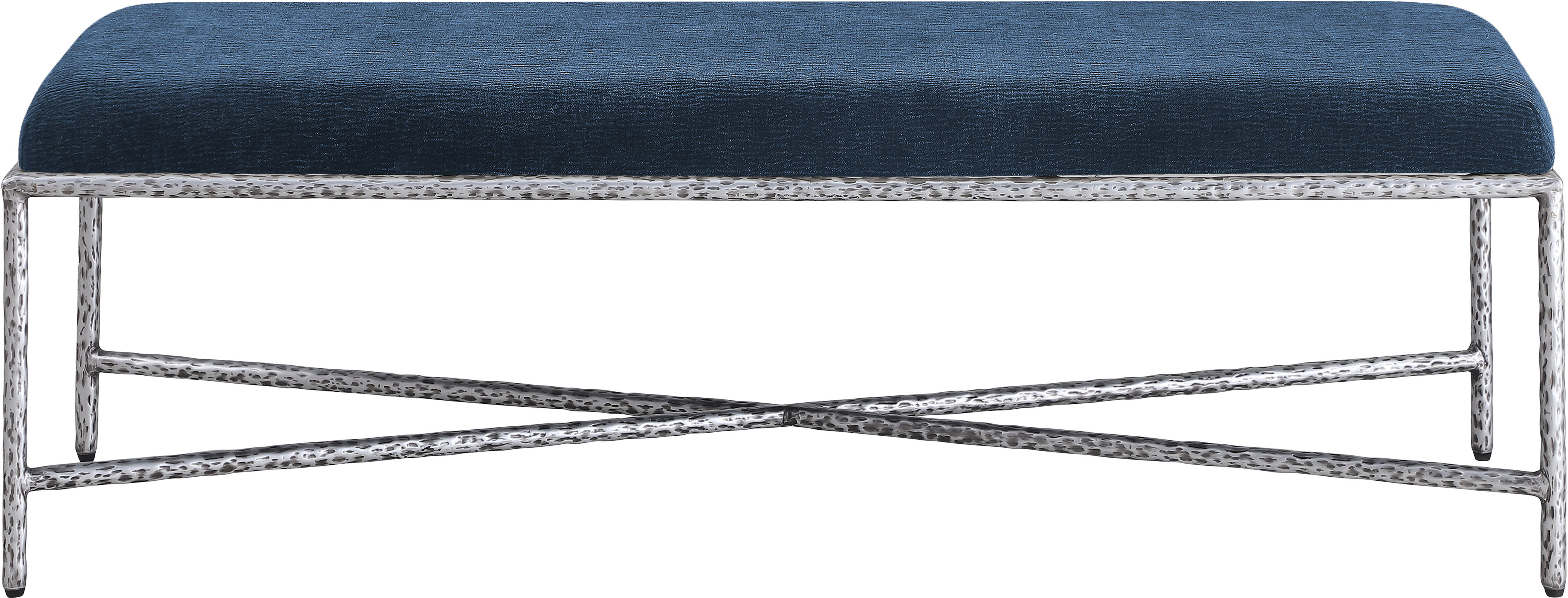 Valley - 54" Bench With Silver Frame - Navy