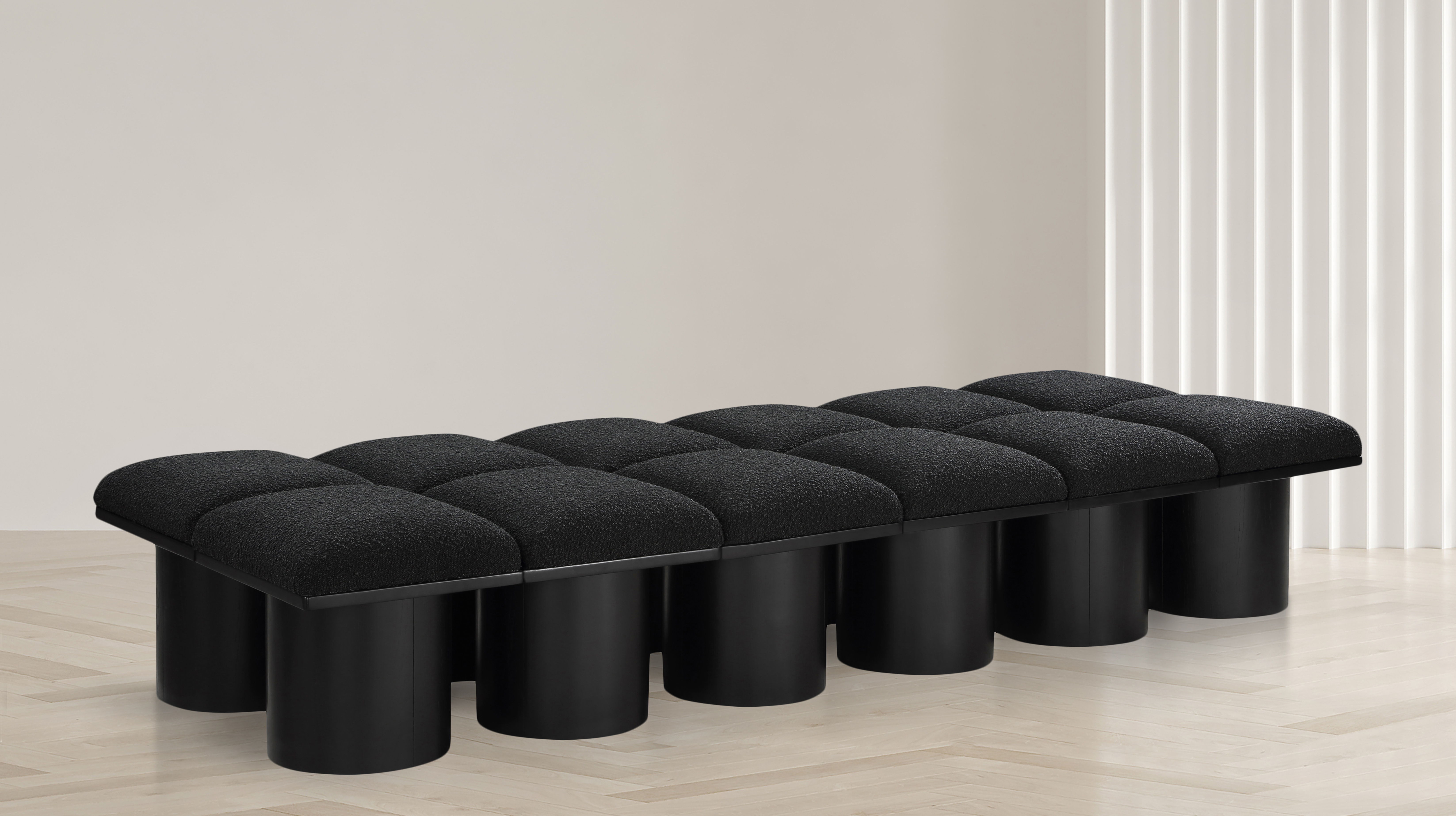 Pavilion - 93" 12 Piece Modular Bench With Black Base - Black