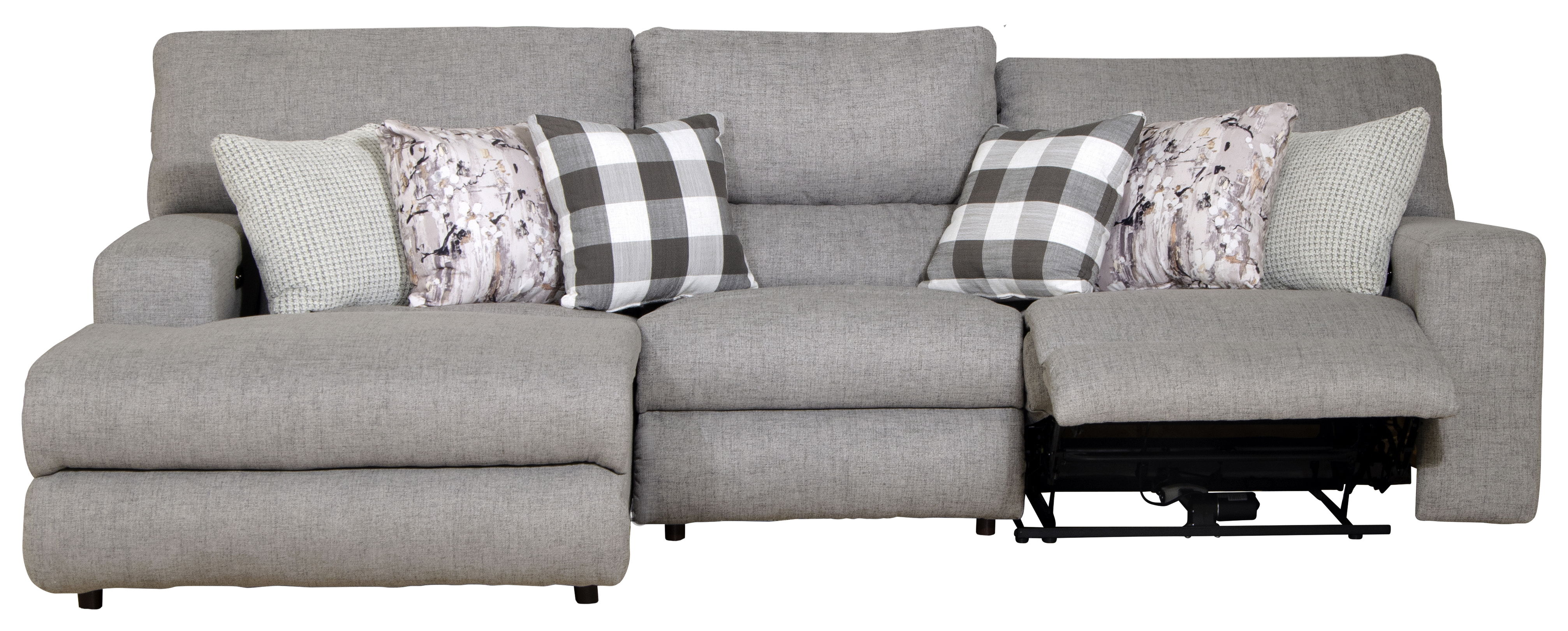 Rockport - 3 Piece Power Reclining Sectional With 1 LSF Lay-Back Chaise, 1 Armless Chair And 1 Lay-Flat Recliner - Gray
