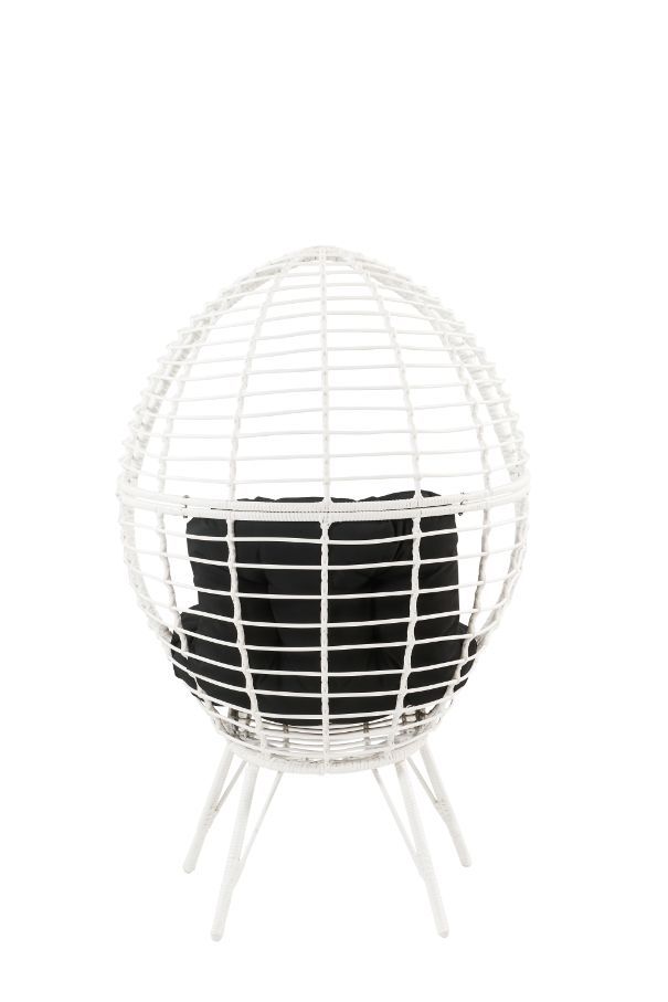 Galzed - Patio Lounge Chair - Black Fabric & White Wicker, white, view 2