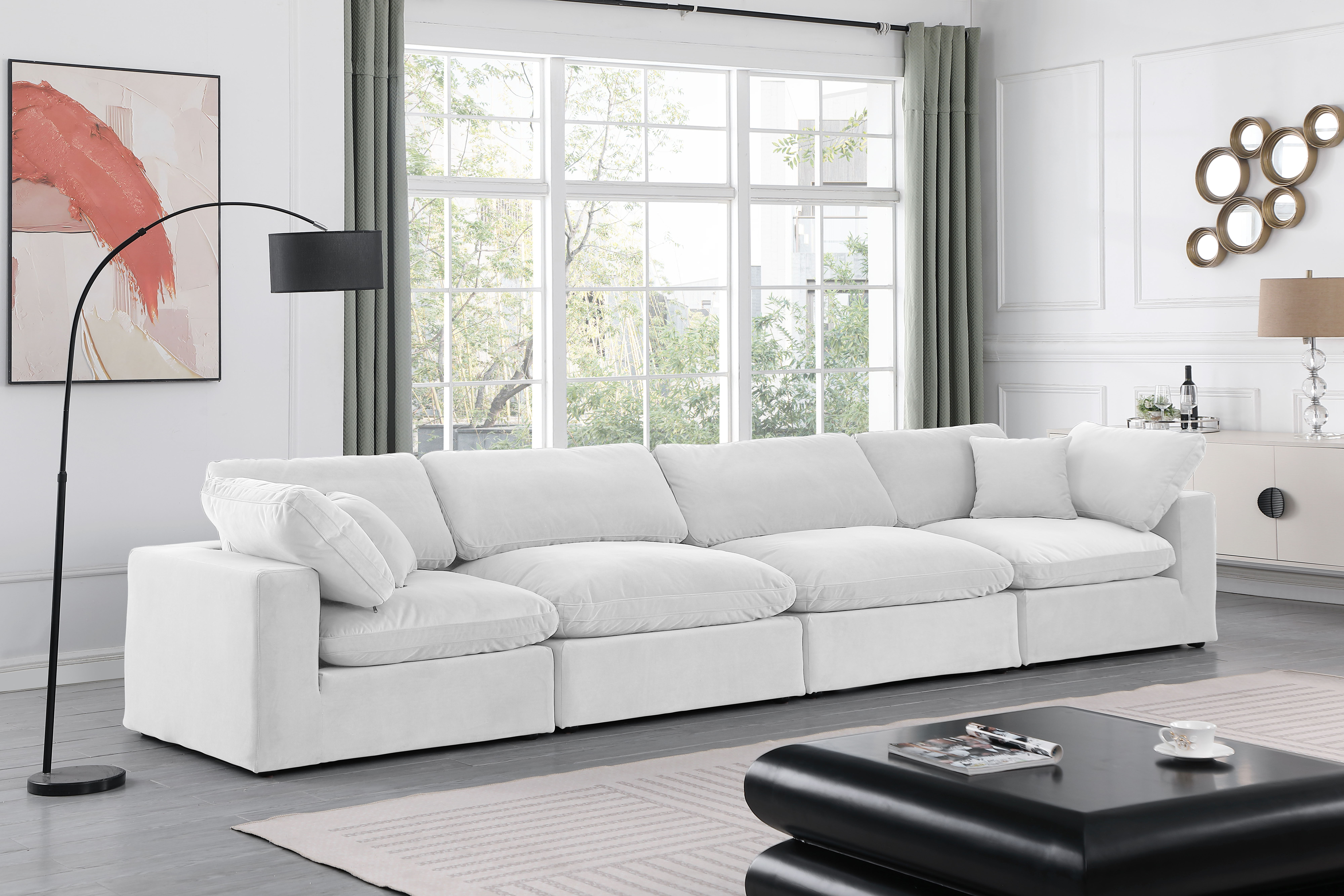 Comfy - Velvet Modular Sofa 4 Pieces - White