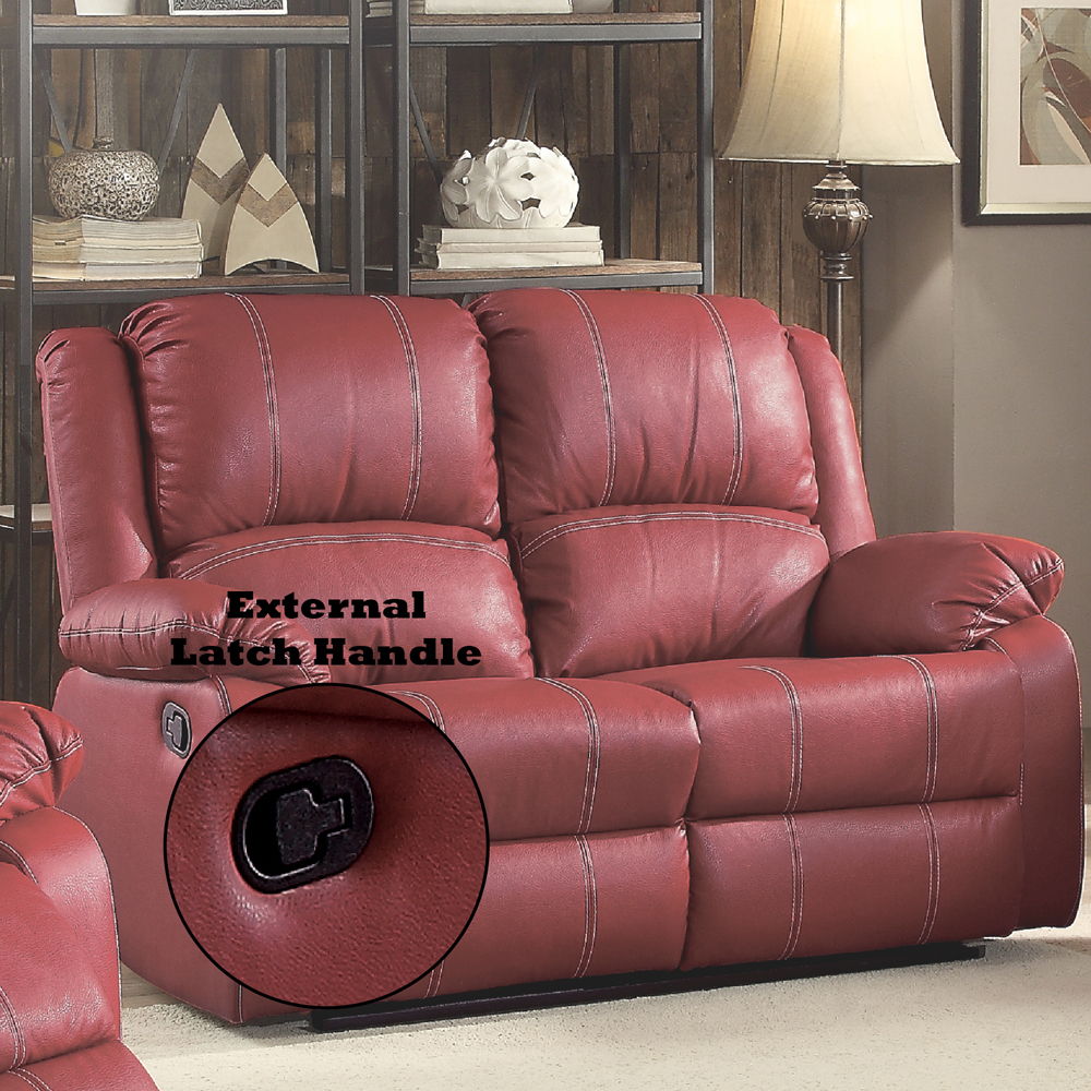 Zuriel - Motion Loveseat - Red Synthetic Leather, red, view 4
