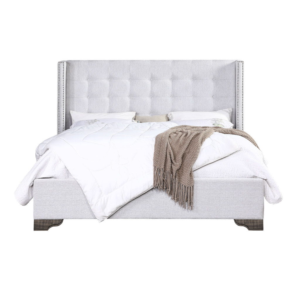 Artesia - Queen Bed - Tan Fabric & Salvaged Natural, light gray, view 3