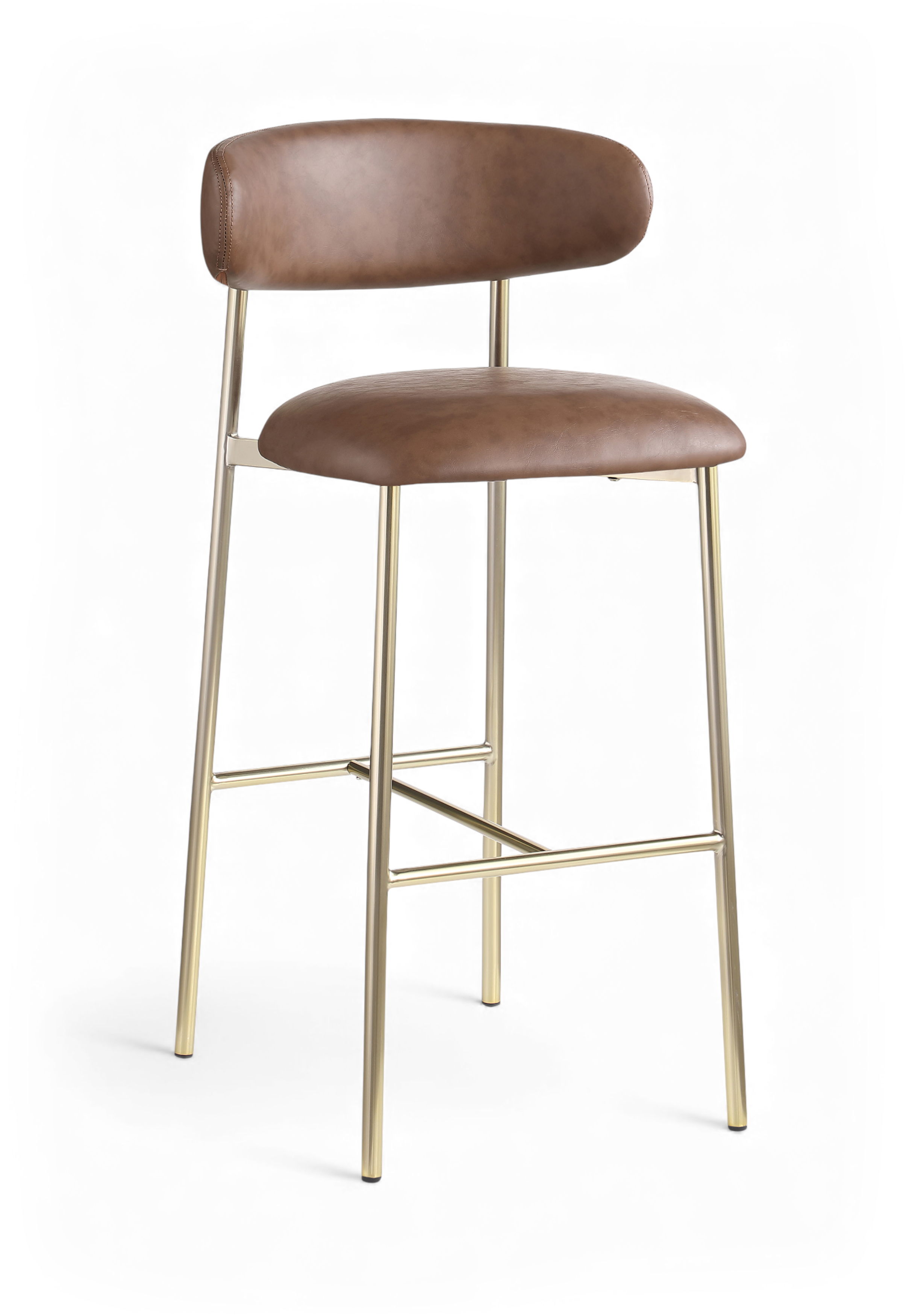 Lupita - Vegan Leather Upholstered Bar Stool (Set of 2) - Brown
