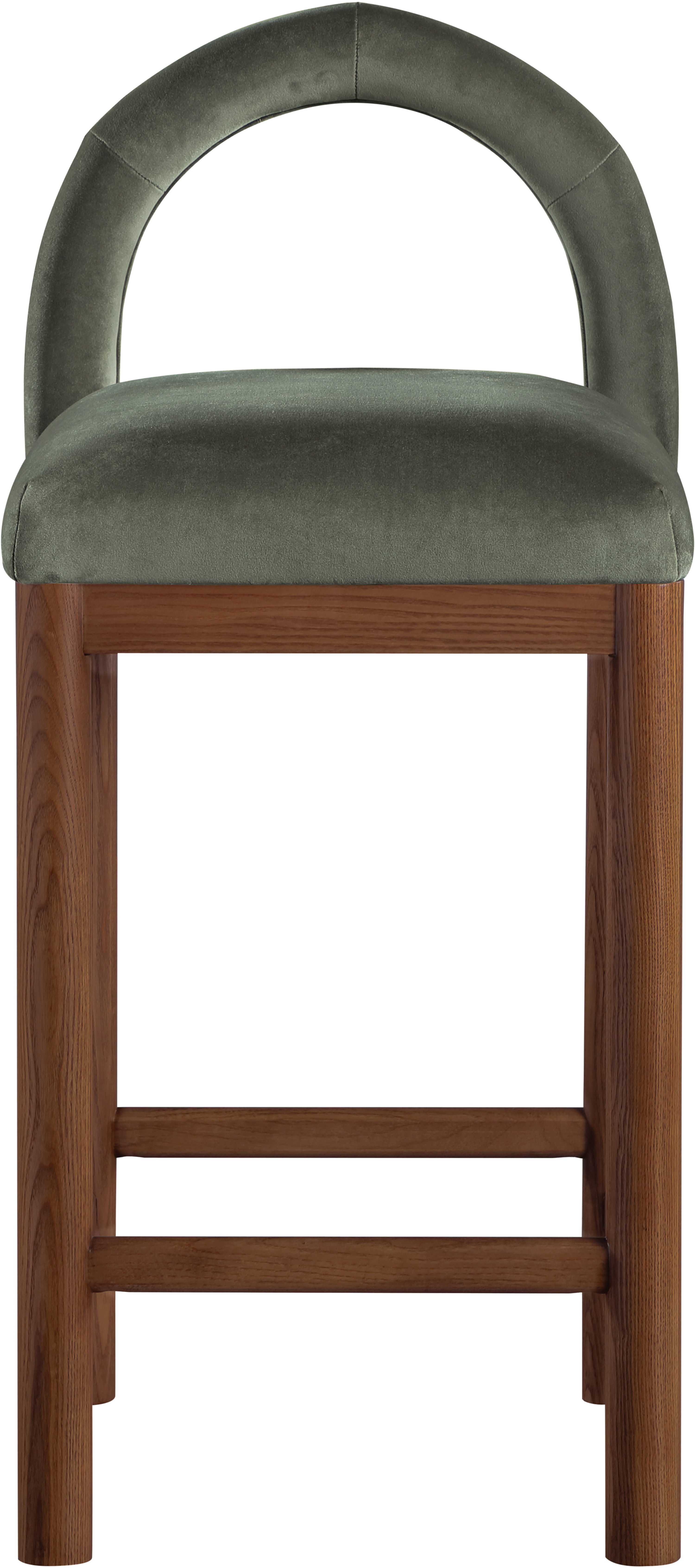 Conrad - Velvet Counter Stool With Brown Legs - Green