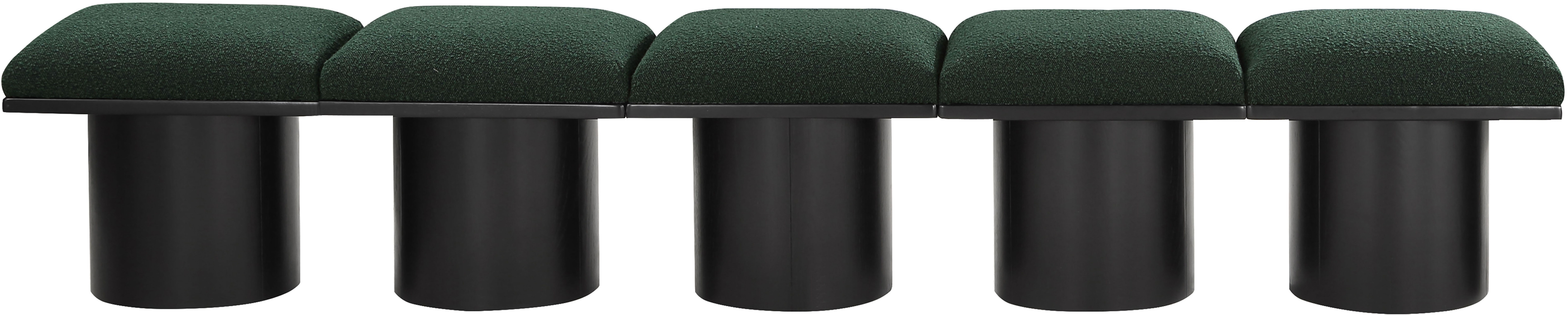 Pavilion - 90" 5 Piece Modular Bench With Black Base - Green