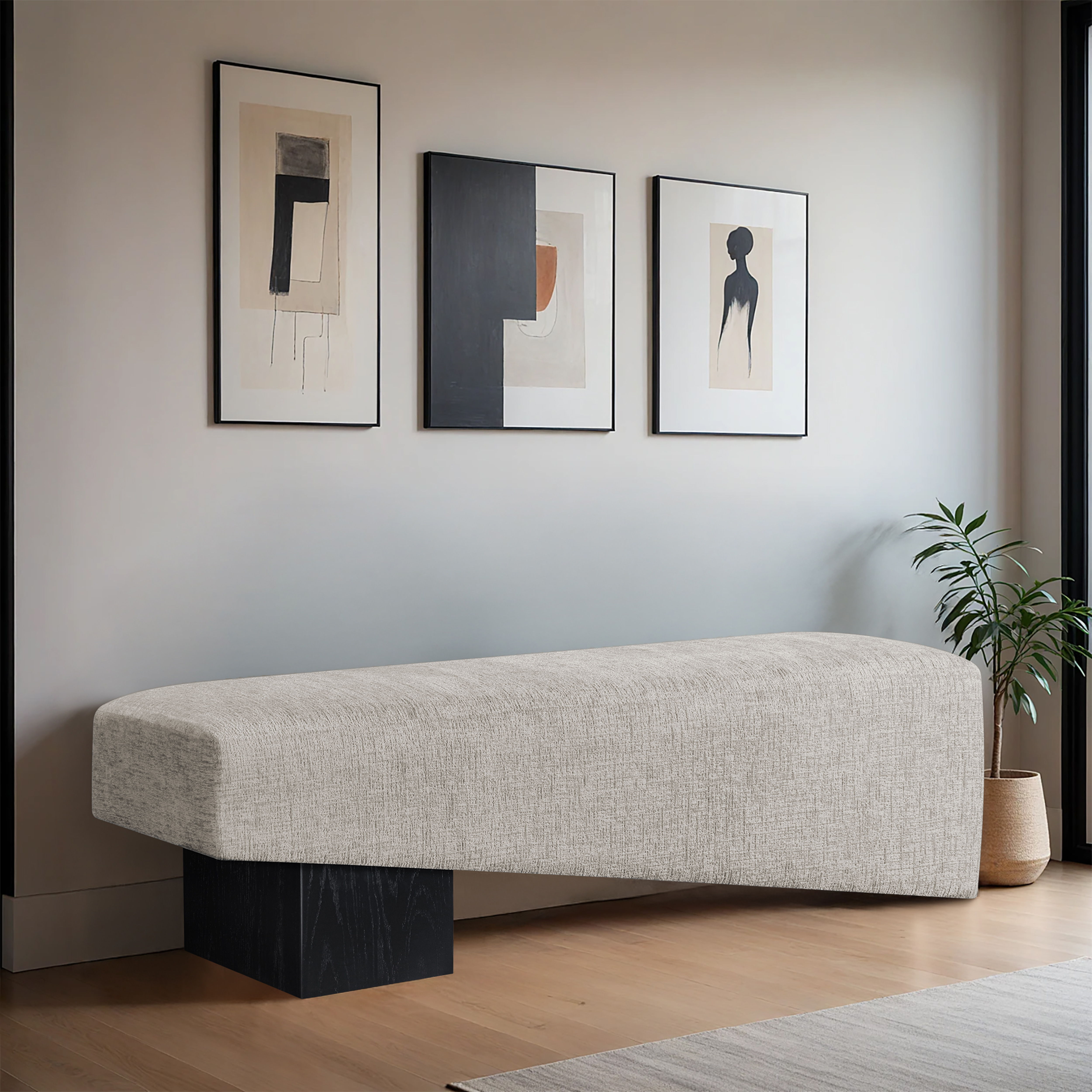 Alora - Bench With Black Base - Gray