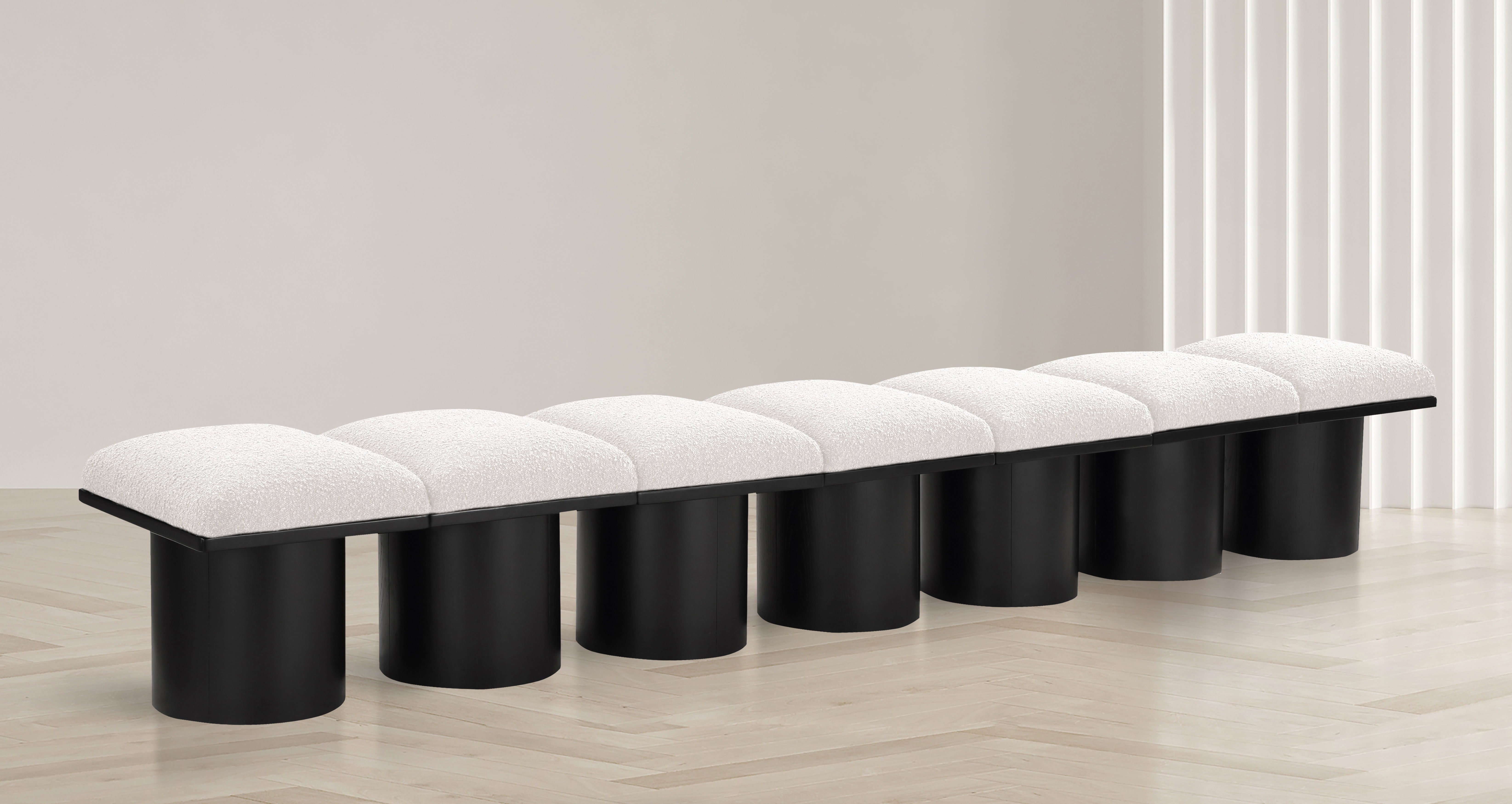Pavilion - 108.5" 7 Piece Modular Bench With Black Base - Cream