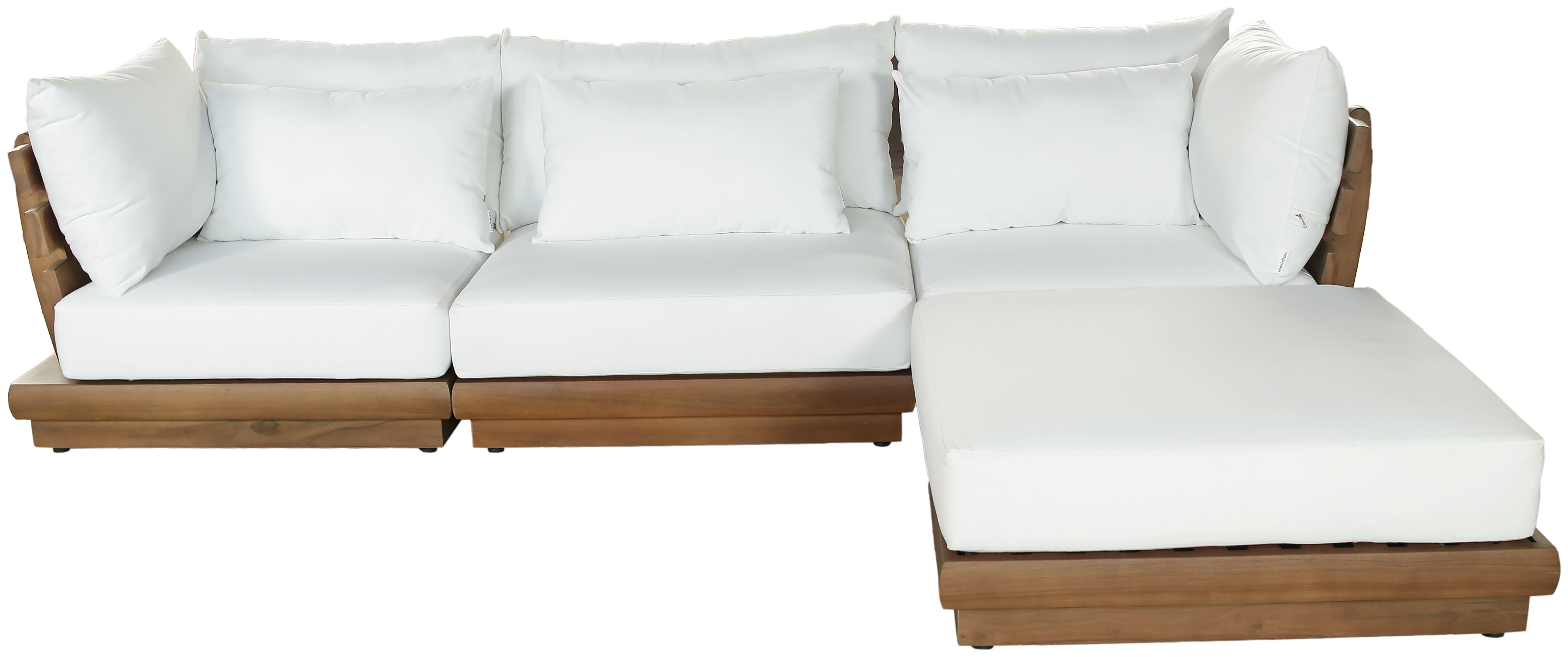 Mirella - 4 Piece Water Resistant Fabric 113" Outdoor Patio Modular Sectional - Off-White