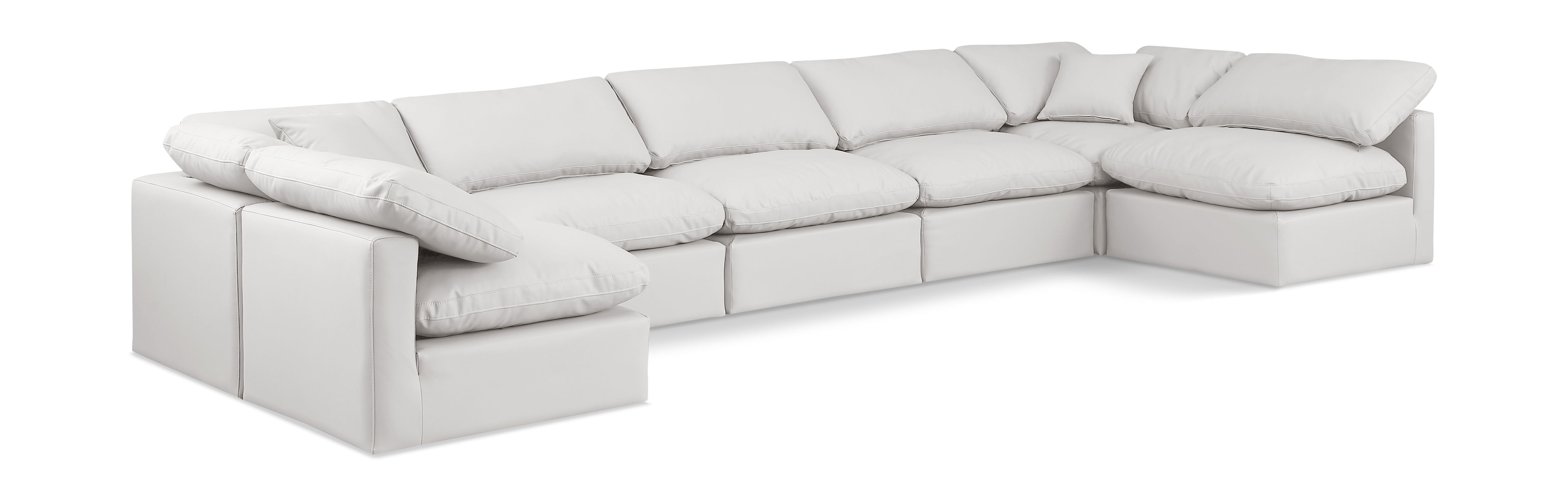 Indulge - Faux Leather 7 Piece Modular U-Shaped Sectional - Cream
