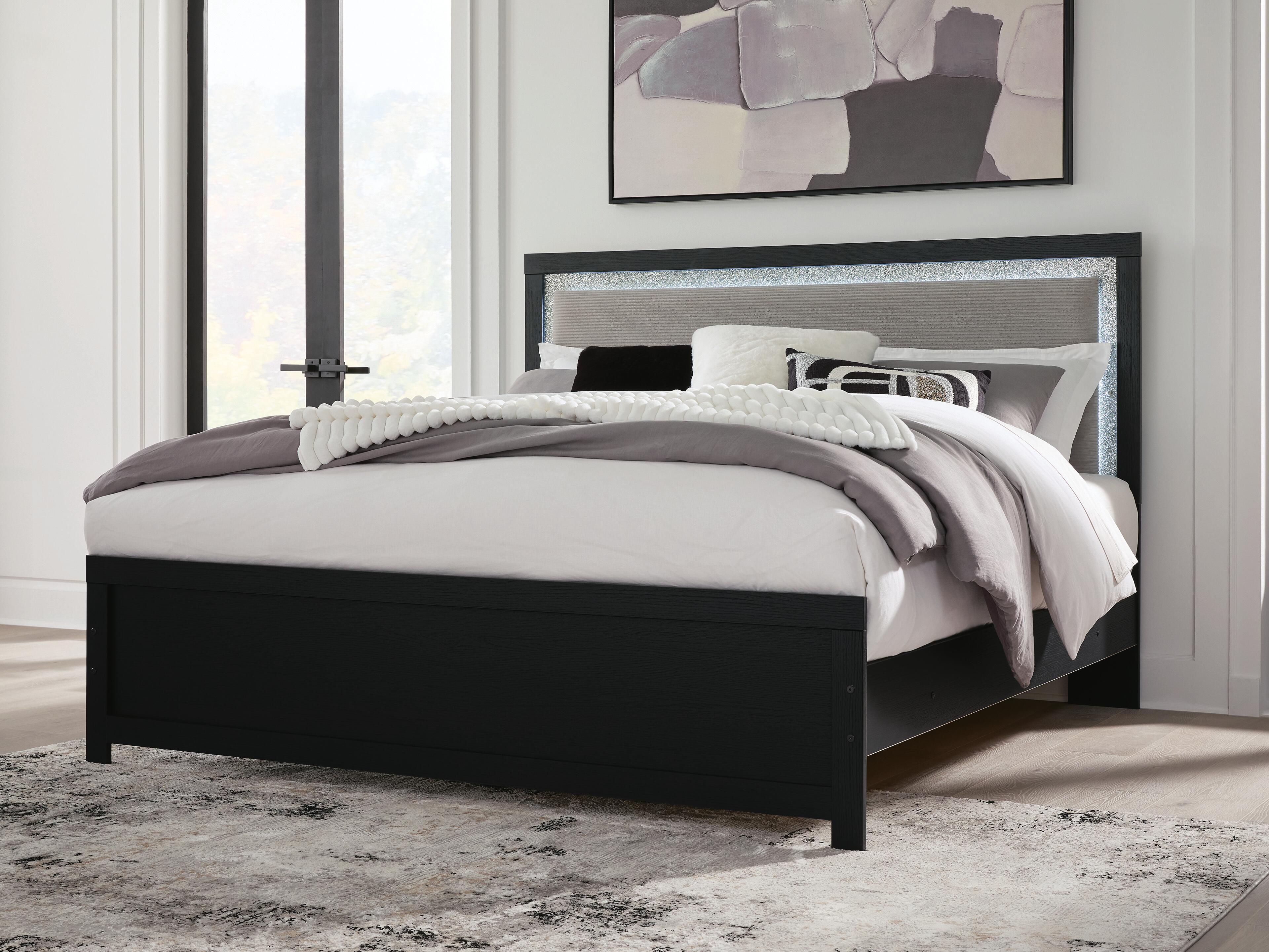 Maeling - King Upholstered Panel Bed - Black