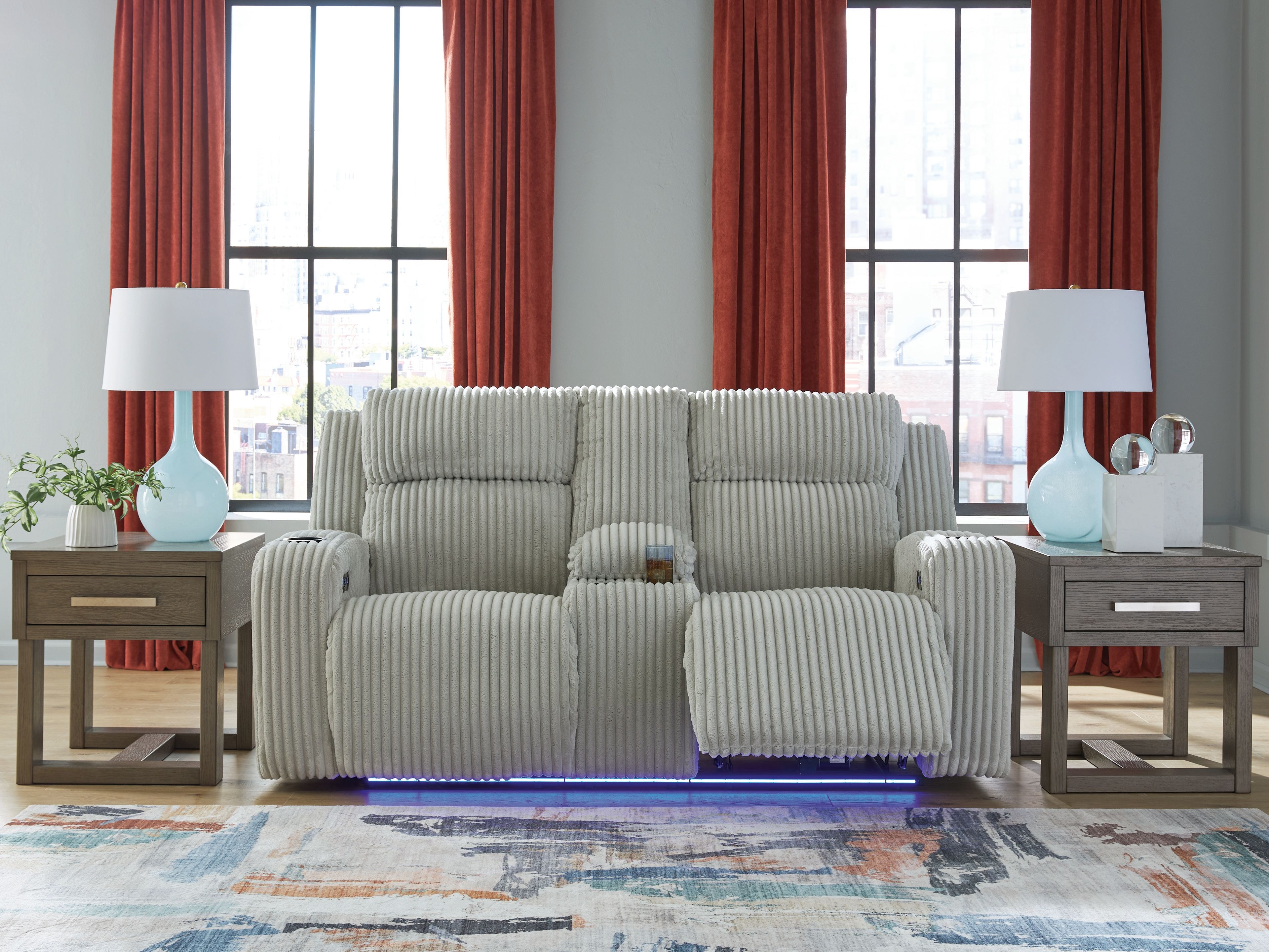 Forest Lake - Power Reclining Loveseat With Console / Adj Headrest - Alloy