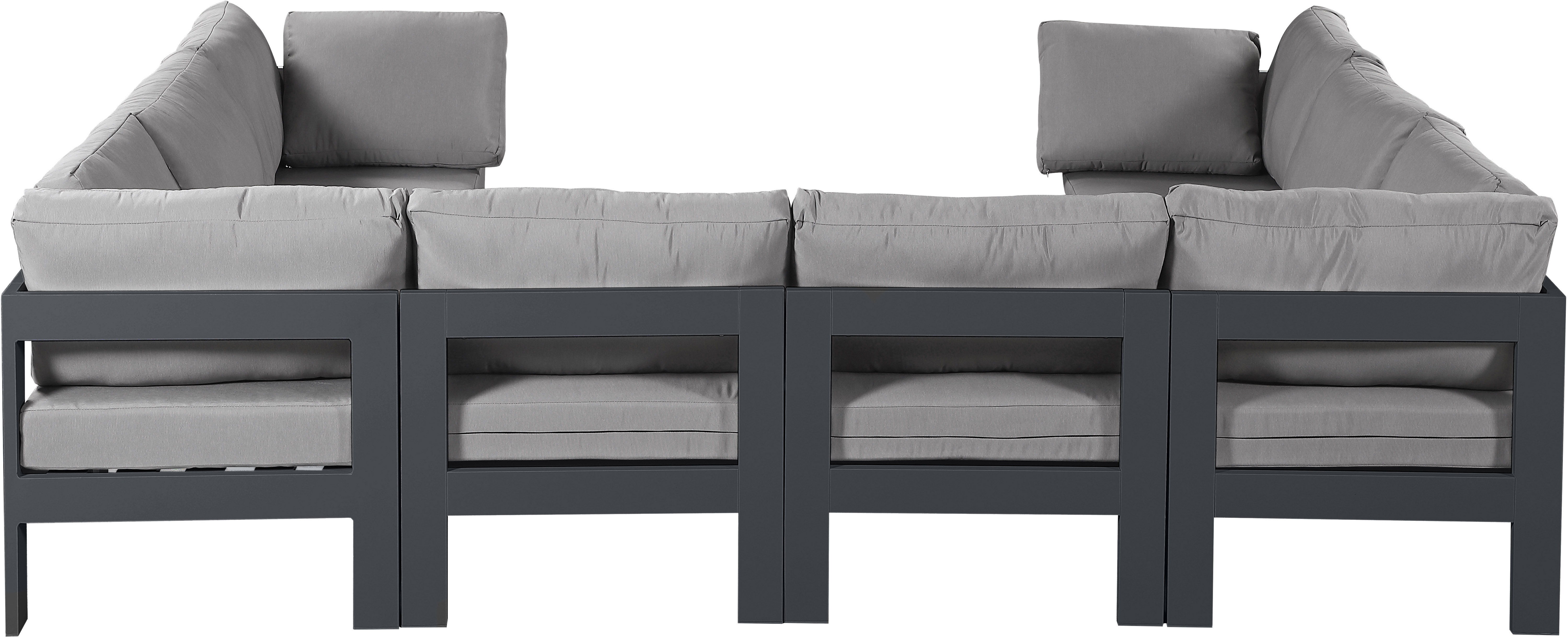 Nizuc - Outdoor Patio 8 Piece Modular U-Shaped Sectional With Gray Frame - Gray