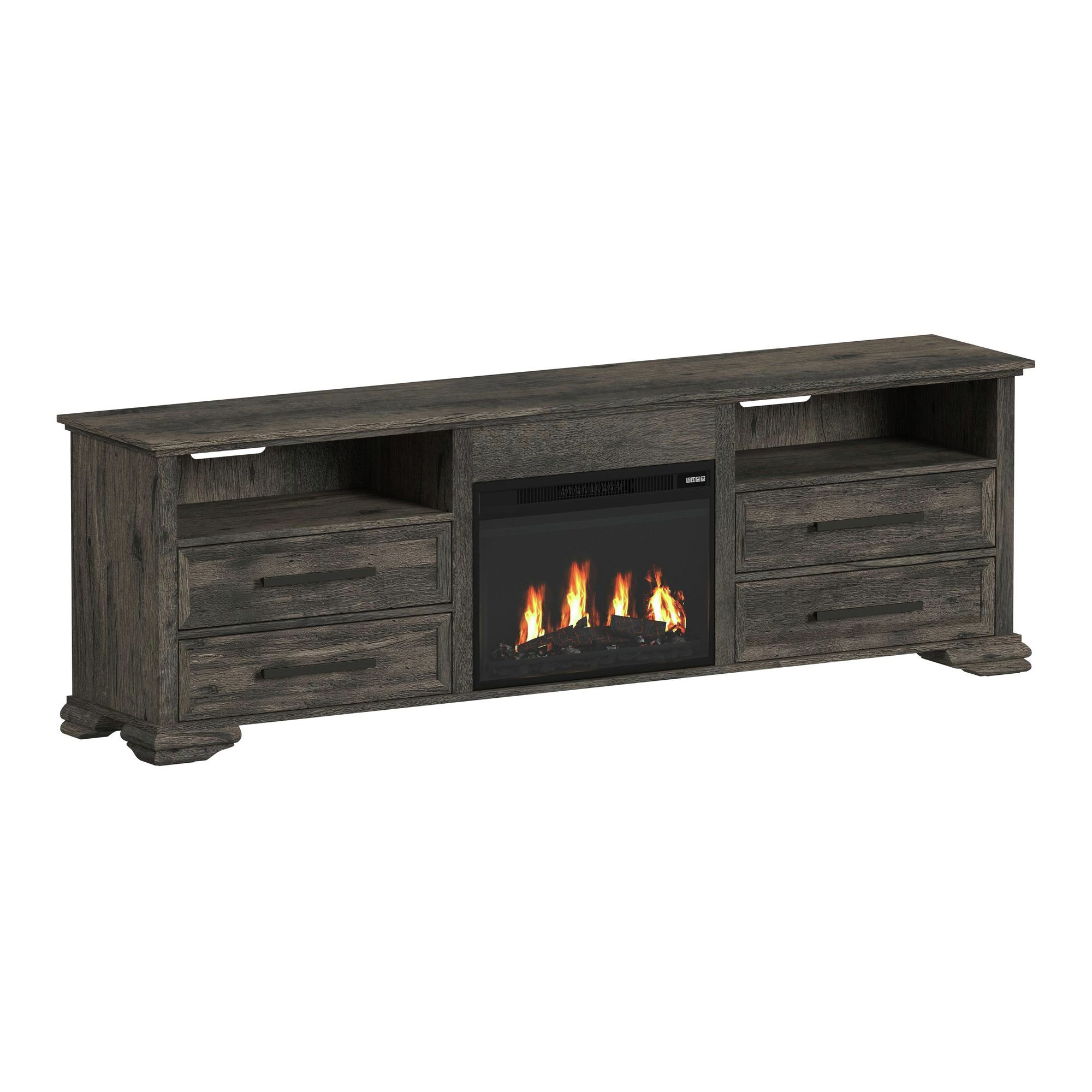 Park Ridge - 82'' TV Console With Fireplace Insert - Charcoal