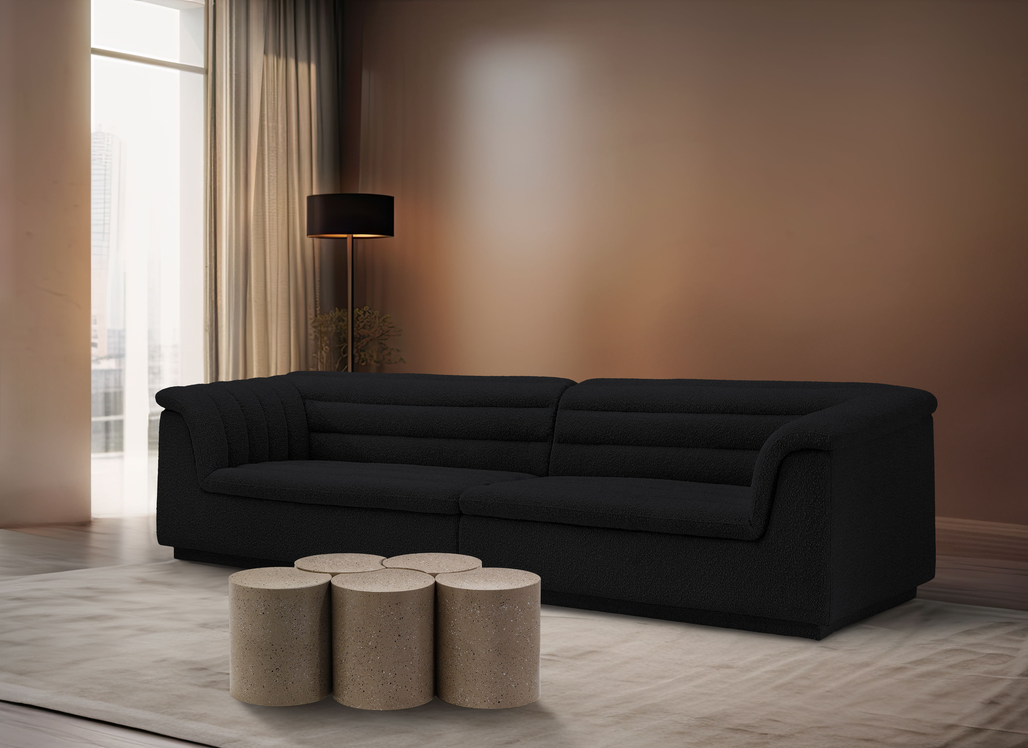 Dimple - 16" 5 Piece Modular Coffee Table - Taupe Terazzo