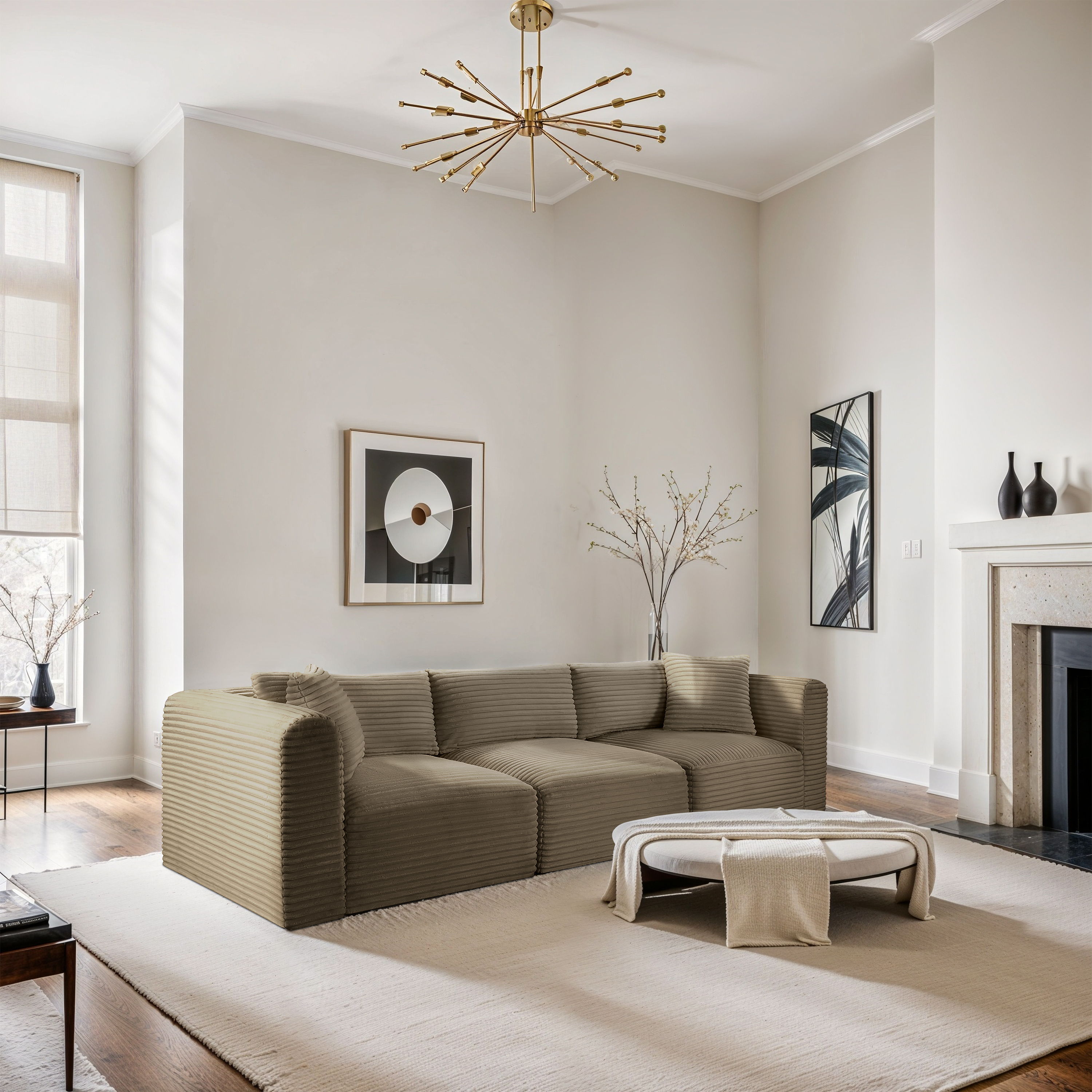 Shaggy - 3 Piece Modular Sofa - Taupe