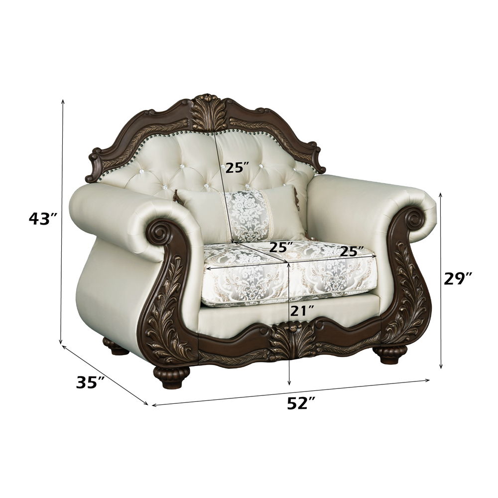 Pierce - Chair With Pillow - Beige Fabric & Cherry, beige, view 7