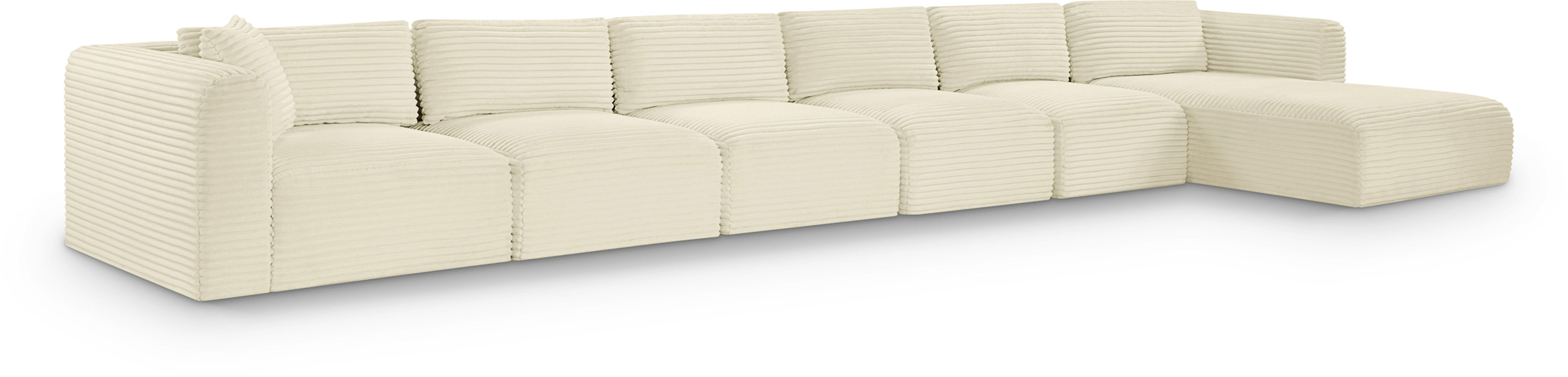 Shaggy - 6 Piece Modular Sectional With Chaise - Cream