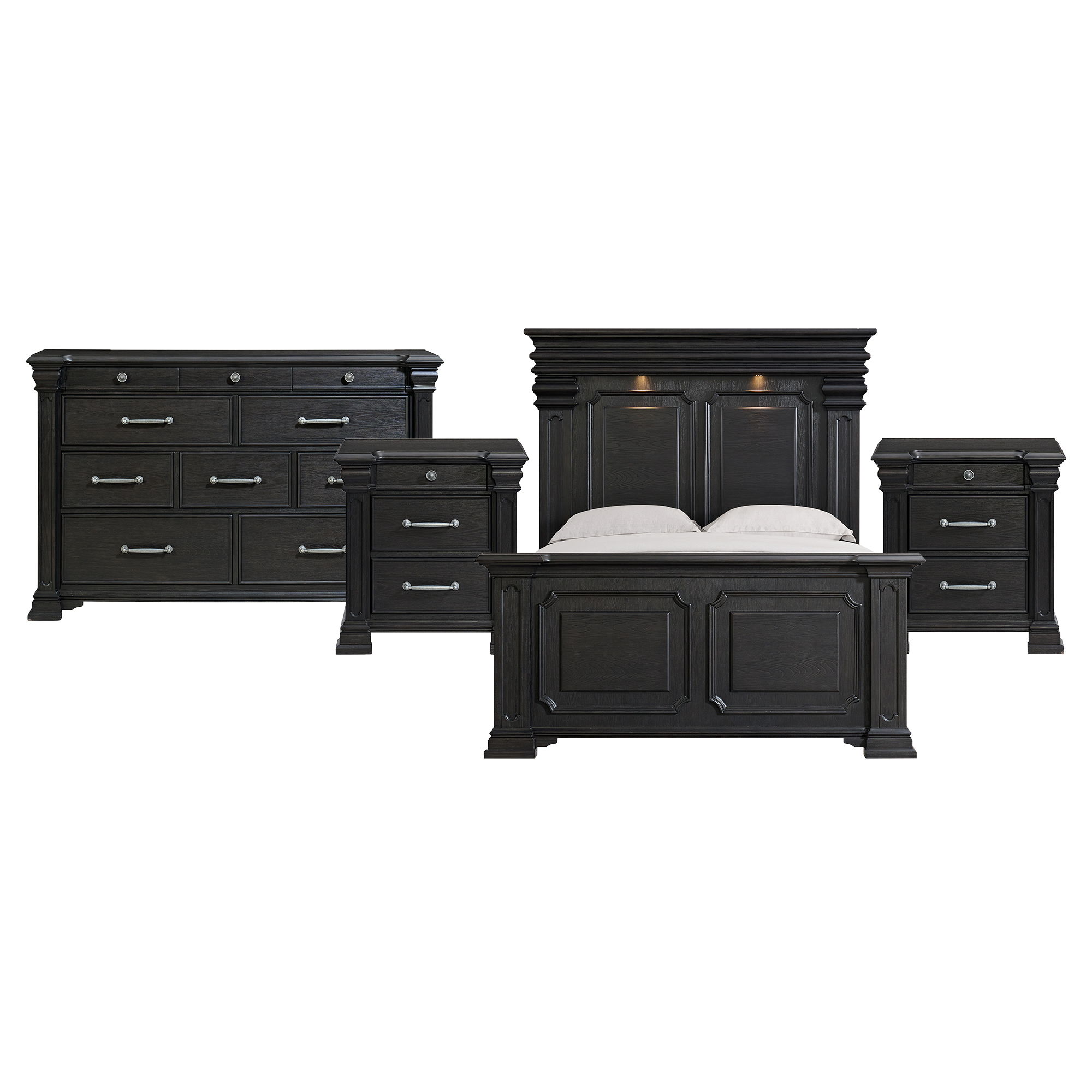 King · 4 Pc · Bedroom Set With 2 Nightstands & Dresser